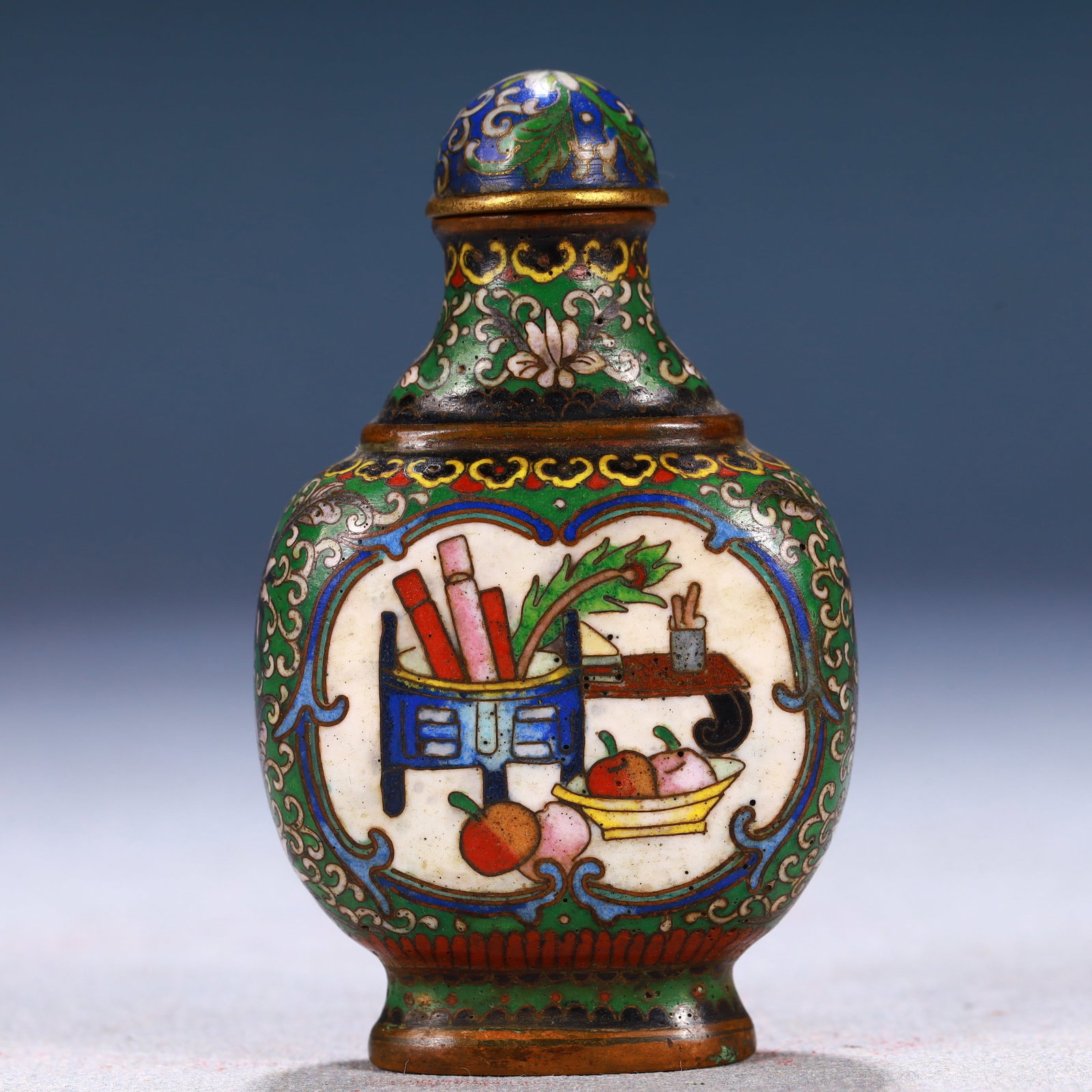 An Exquisite Cloisonne Pine Pattern Snuff Bottle - 5