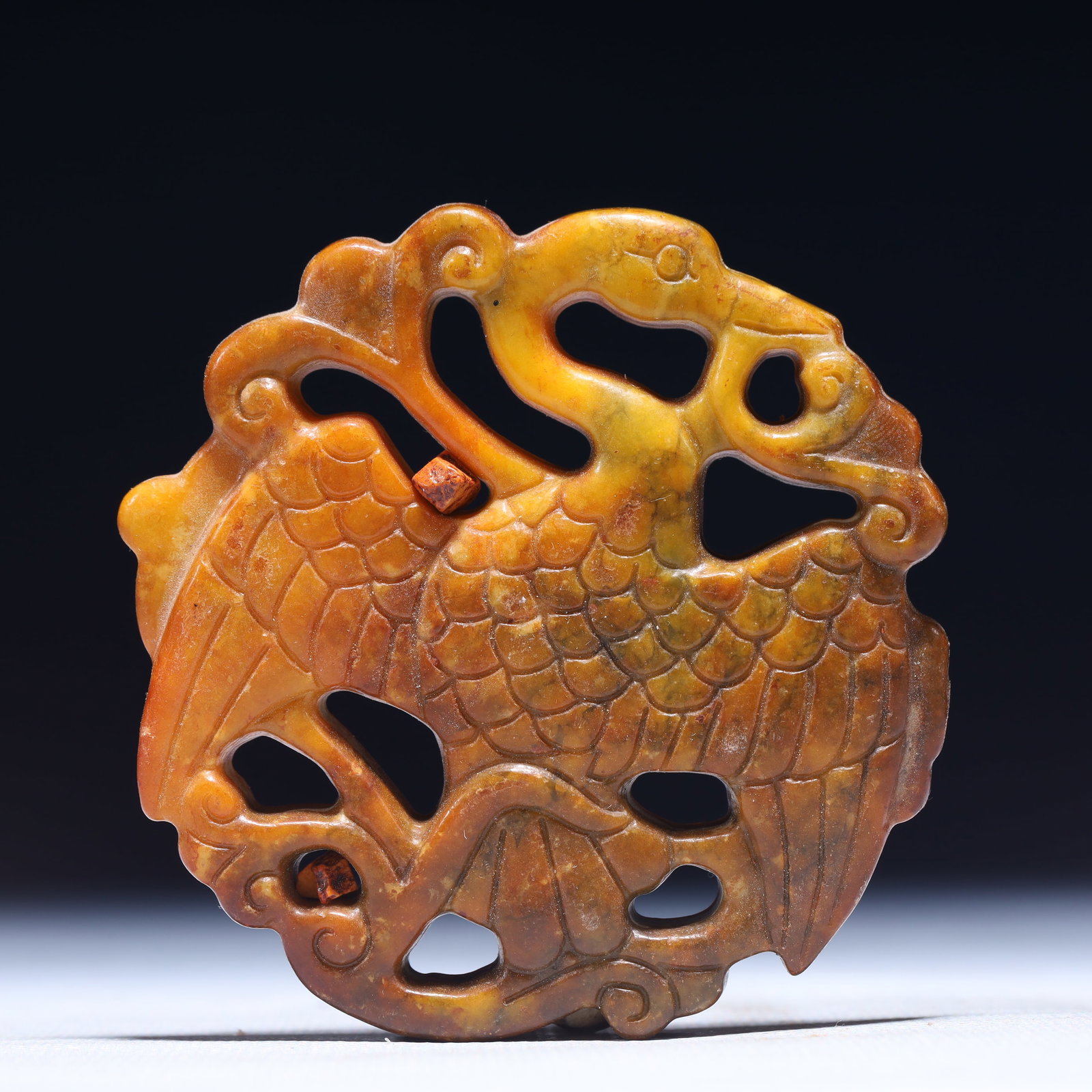 An Exquisite Archaic Jade Crane Pattern Pendant: An Exquisite Archaic Jade Crane Pattern Pendant,Ancient Time,China,Size:3inx0.2inx3.1in,Weight:91g 