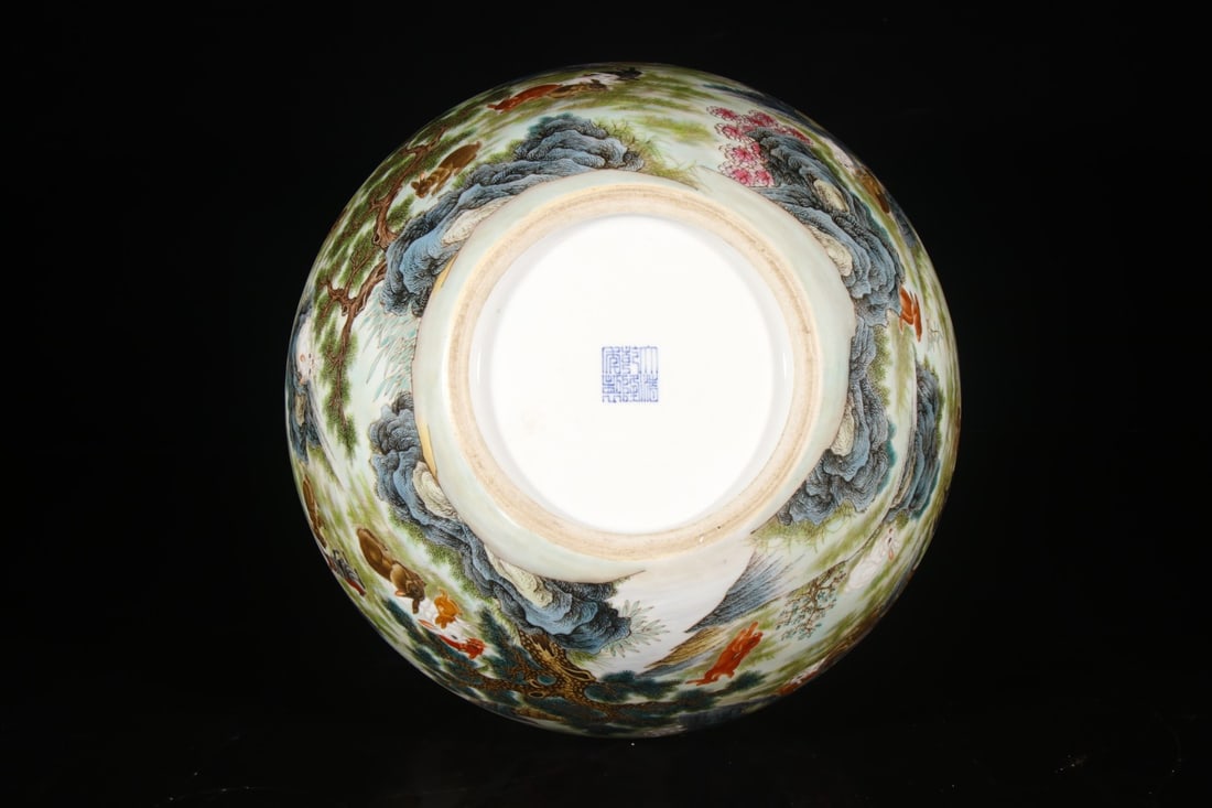 A Huge Enamel Pine and Rabbit Pattern Vase - 8