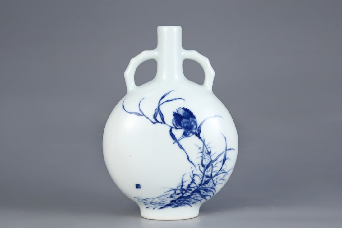 An Exquisite Blue and White Flower and Bird Pattern Double-Ears Vase (1 of 9)
