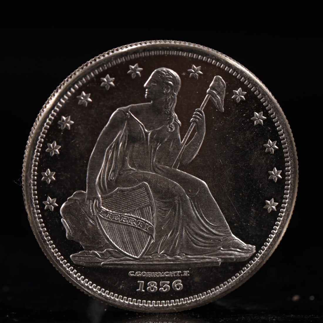 USA One Dollar 1856 Coin: American coin. IN GOD WE TRUST / LIBERTY / 1856 / UNITED STATES OF AMERICA / ONE DOL. Weight:26.9g.