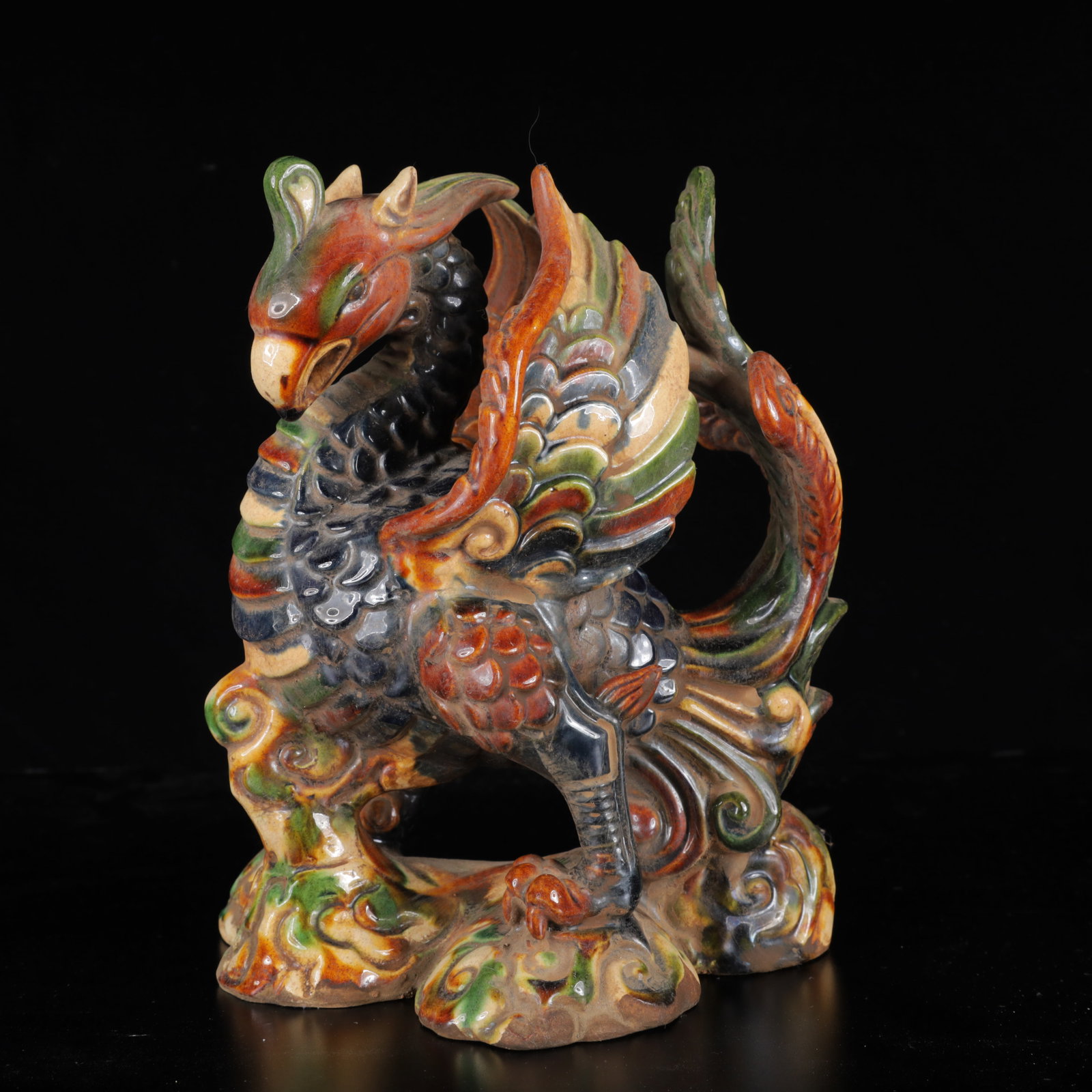 An Exquisite Tang Tri-Color Glazed Pottery Phoenix Pattern Ornament (1 of 10)