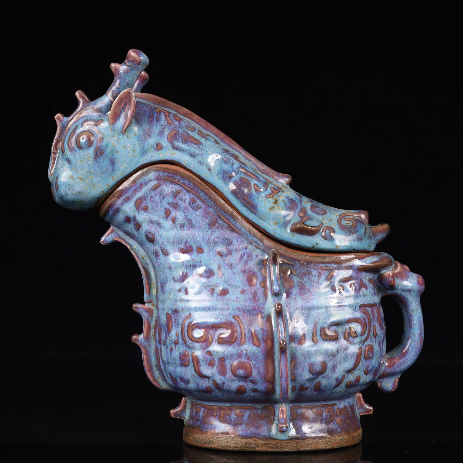 An Exquisite Jun yao Beast-Face Pattern Ewer - 7