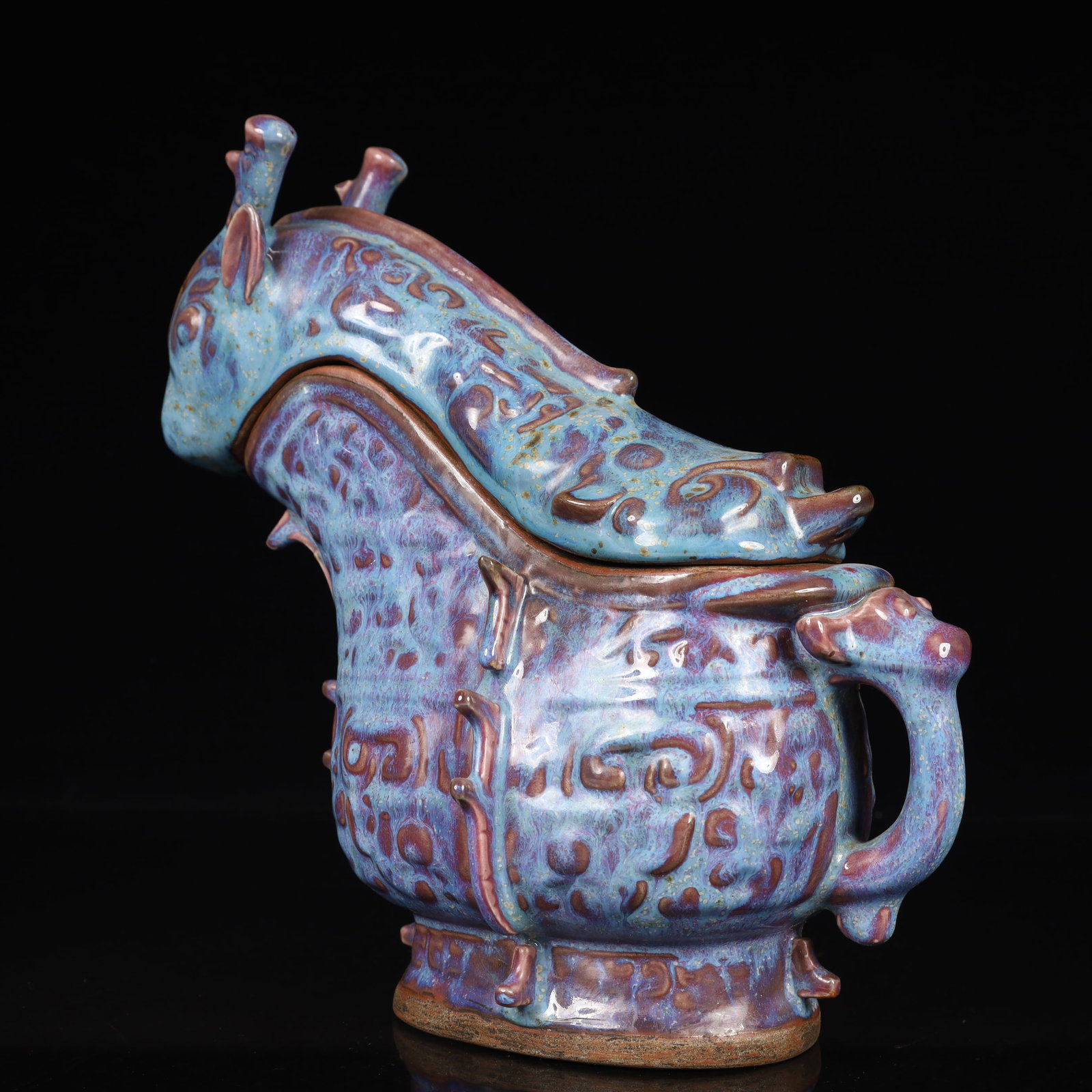An Exquisite Jun yao Beast-Face Pattern Ewer - 8