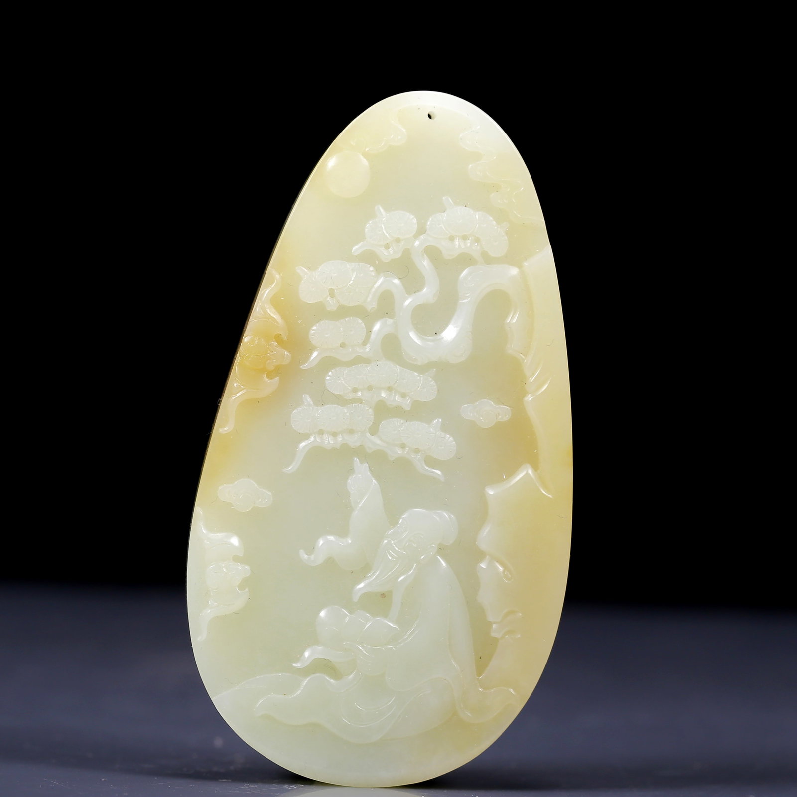 An Exquisite White Jade Pine and Figure Pattern Pendant (1 of 6)