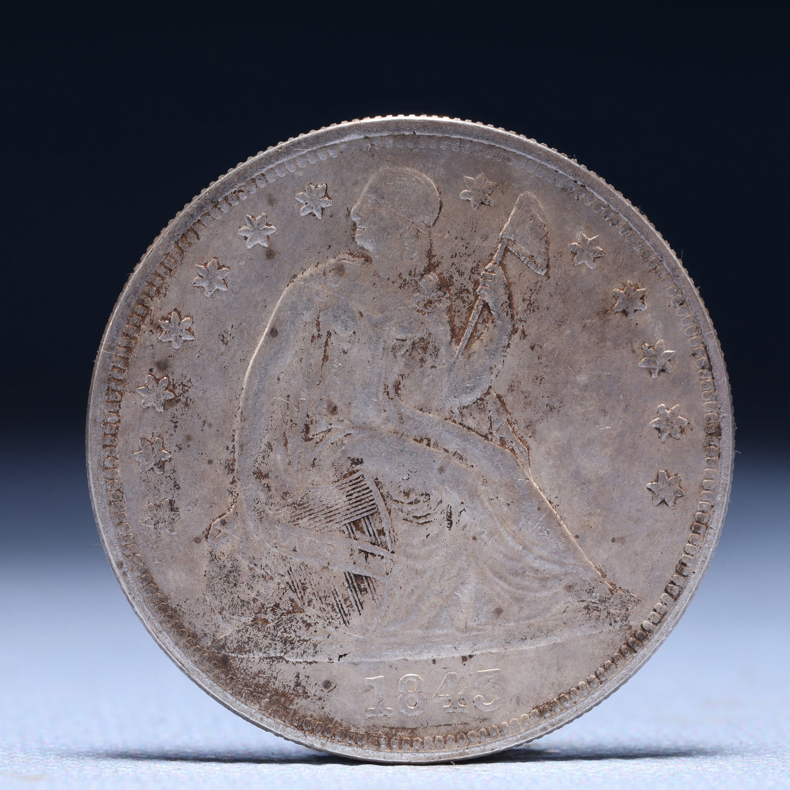 USA One Dollar 1843 Coin: American coin. IN GOD WE TRUST / LIBERTY / 1843 / UNITED STATES OF AMERICA / ONE DOL. Weight:26.9g.