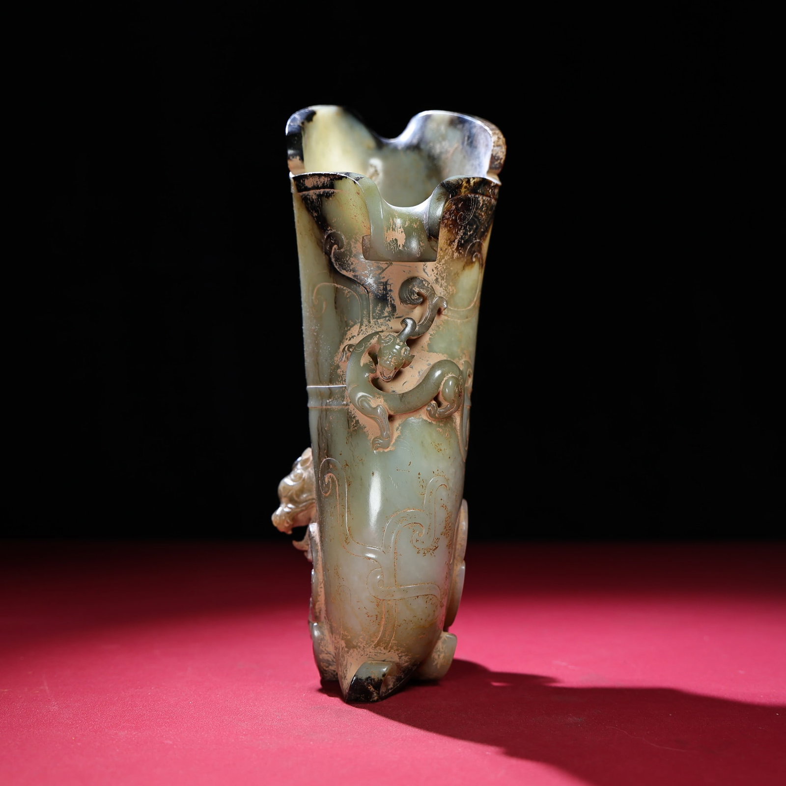 An Exquisite White Jade Dragon Pattern Cup - 3