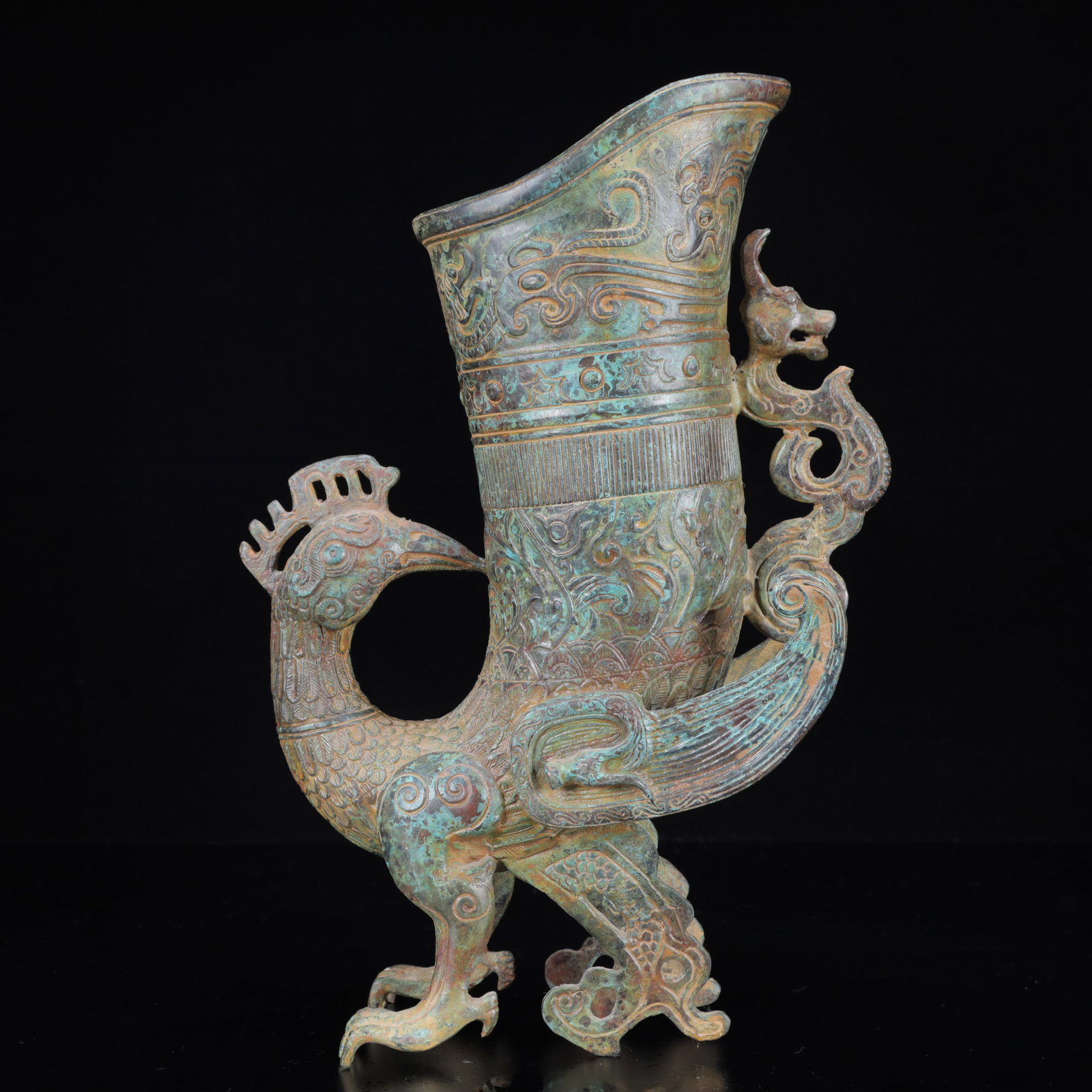 An Archaic Bronze Phoenix Pattern Cup (1 of 17)