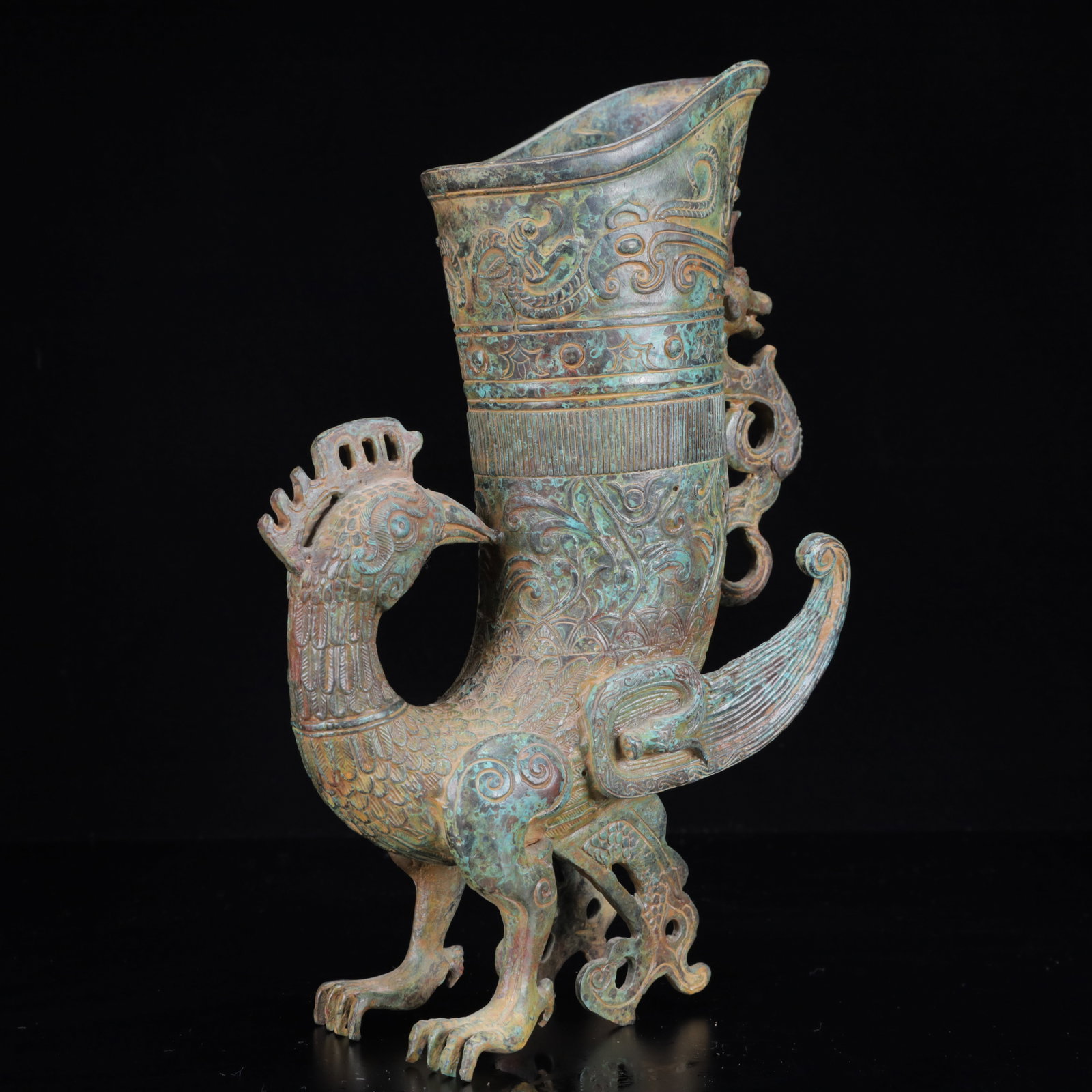 An Archaic Bronze Phoenix Pattern Cup - 5