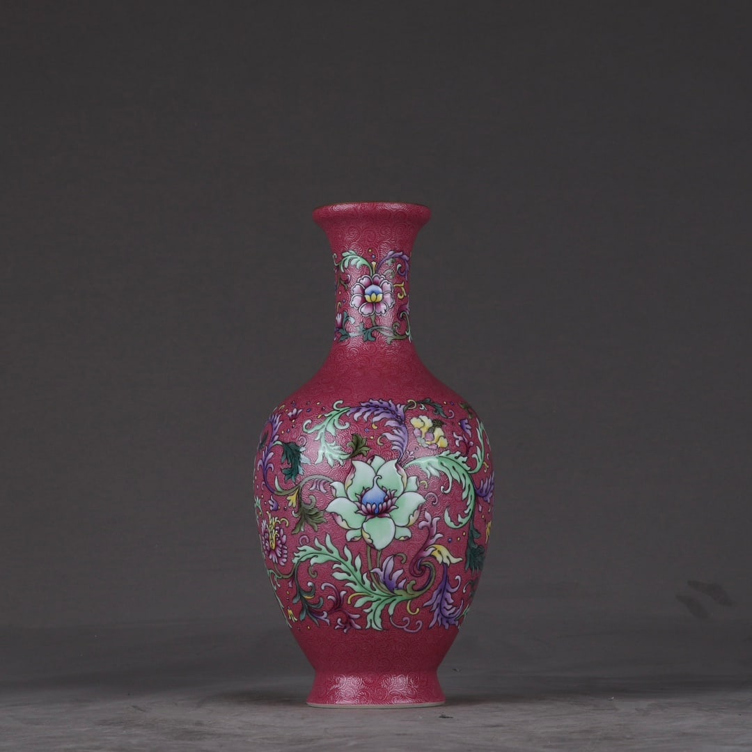 An Exquisite Ruby Red-Glazed Lotus Pattern Vase (1 of 9)