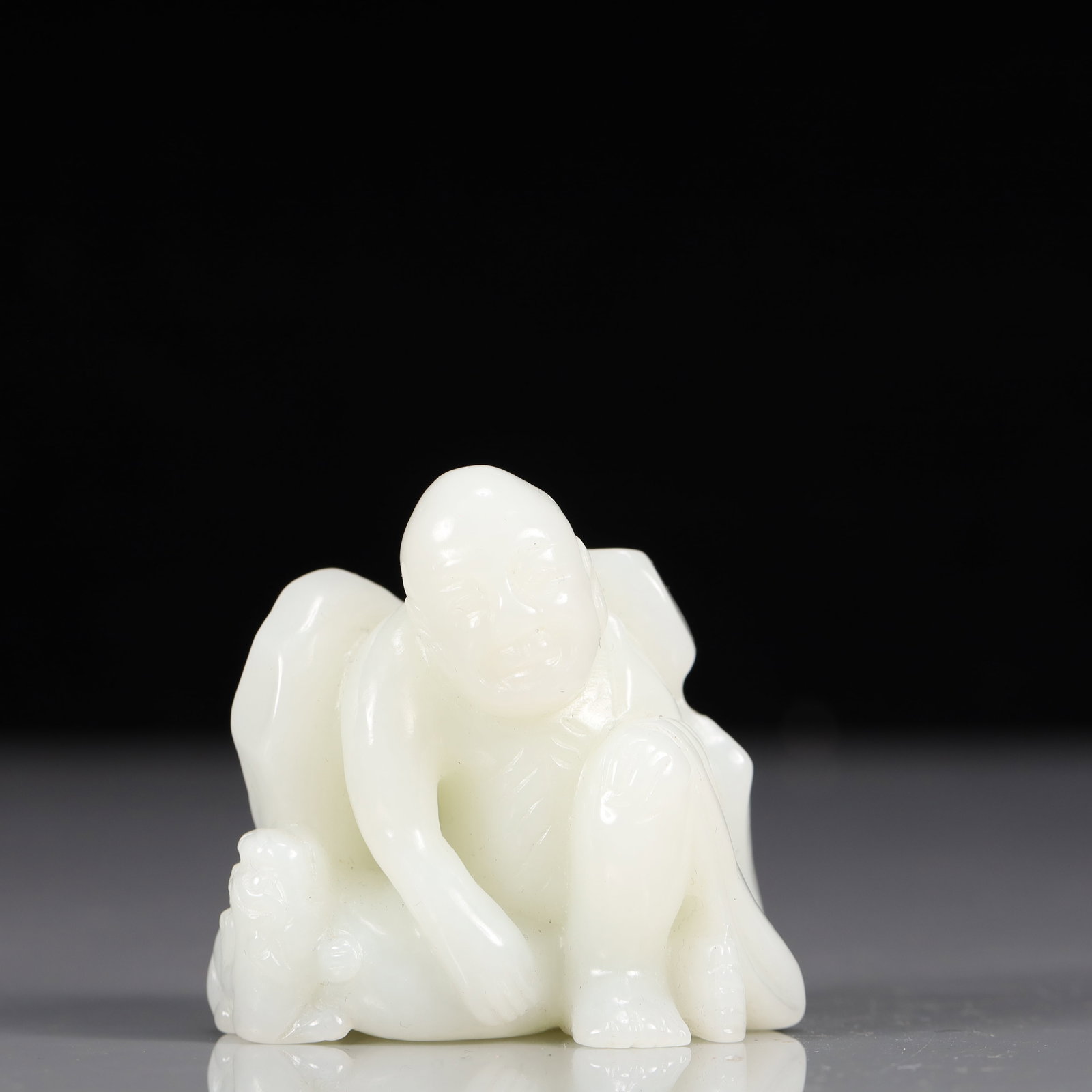 An Exquisite White Jade Character Ornament: An Exquisite White Jade Character Ornament, Qing Dynasty, China, Size:2.2inx1.6in, Weight:147g