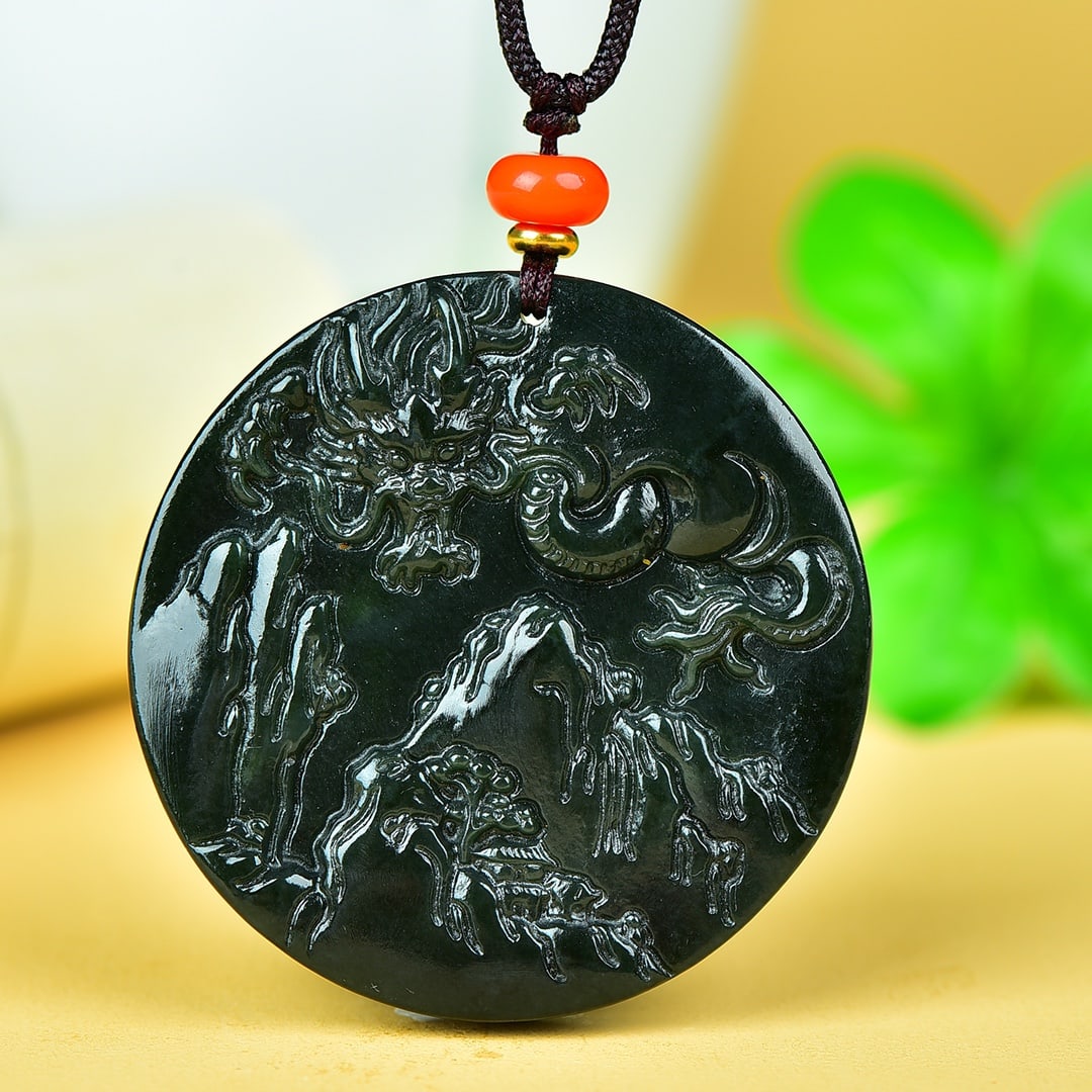 An Exquisite Jasper Dragon Pattern Pendant - 2