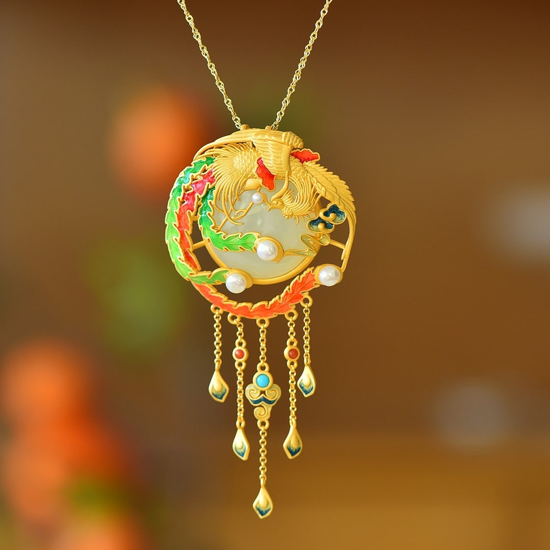 An Exquisite Sterling Silver-Gold Plated Inlaid White Jade Brooch,Inlaid Pearl: An Exquisite Sterling Silver-Gold Plated Inlaid White Jade Brooch,Inlaid Pearl 纯银镀金镶白玉胸针,嵌珍珠