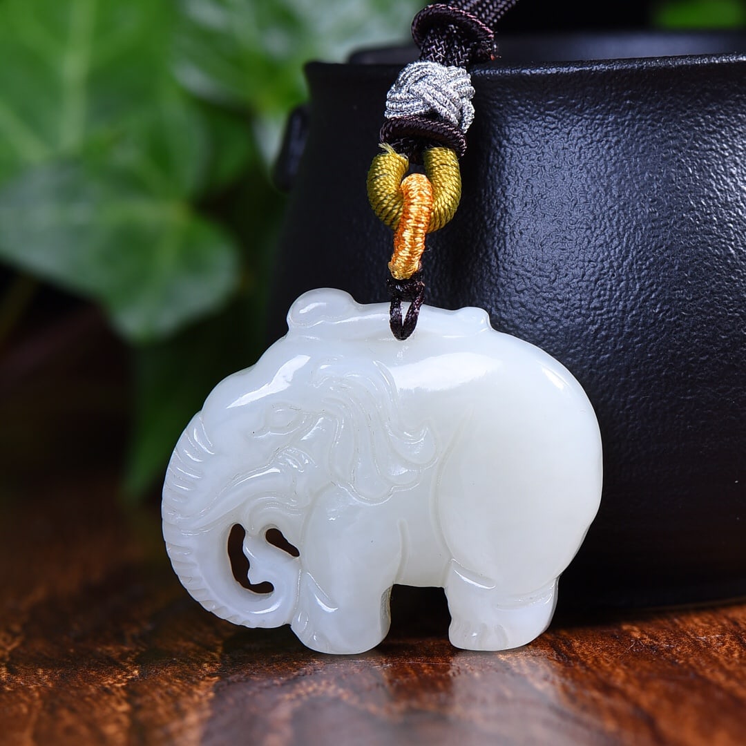 An Exquisite White Jade Elephant Pendant (1 of 5)