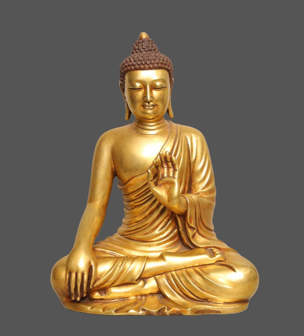 An Exquisite Gilt Bronze Buddha Statue Ornament: An Exquisite Gilt Bronze Buddha Statue Ornament Ming Dynasty, China Yongle Six-character Mark Size:14.2inx10.2in Weight:9.85kg铜鎏金佛像摆件