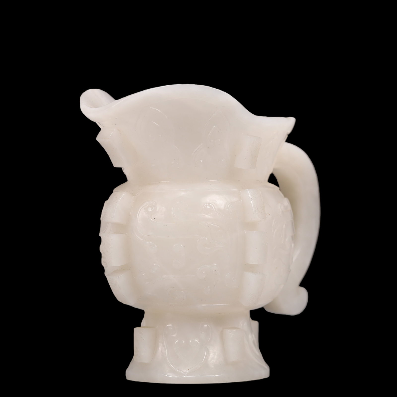 An Exquisite White Jade Beast-Face Pattern Goblet - 2