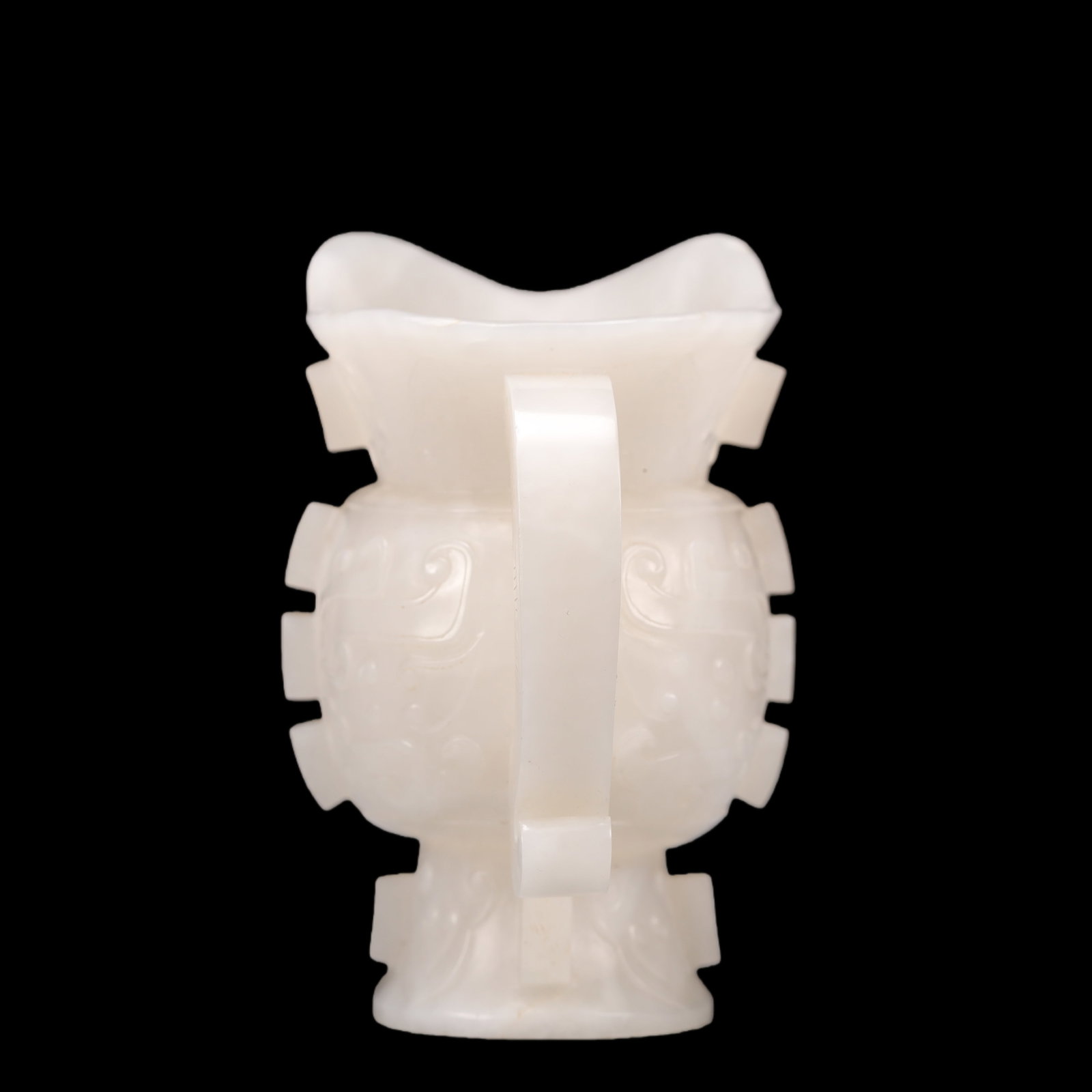 An Exquisite White Jade Beast-Face Pattern Goblet - 6