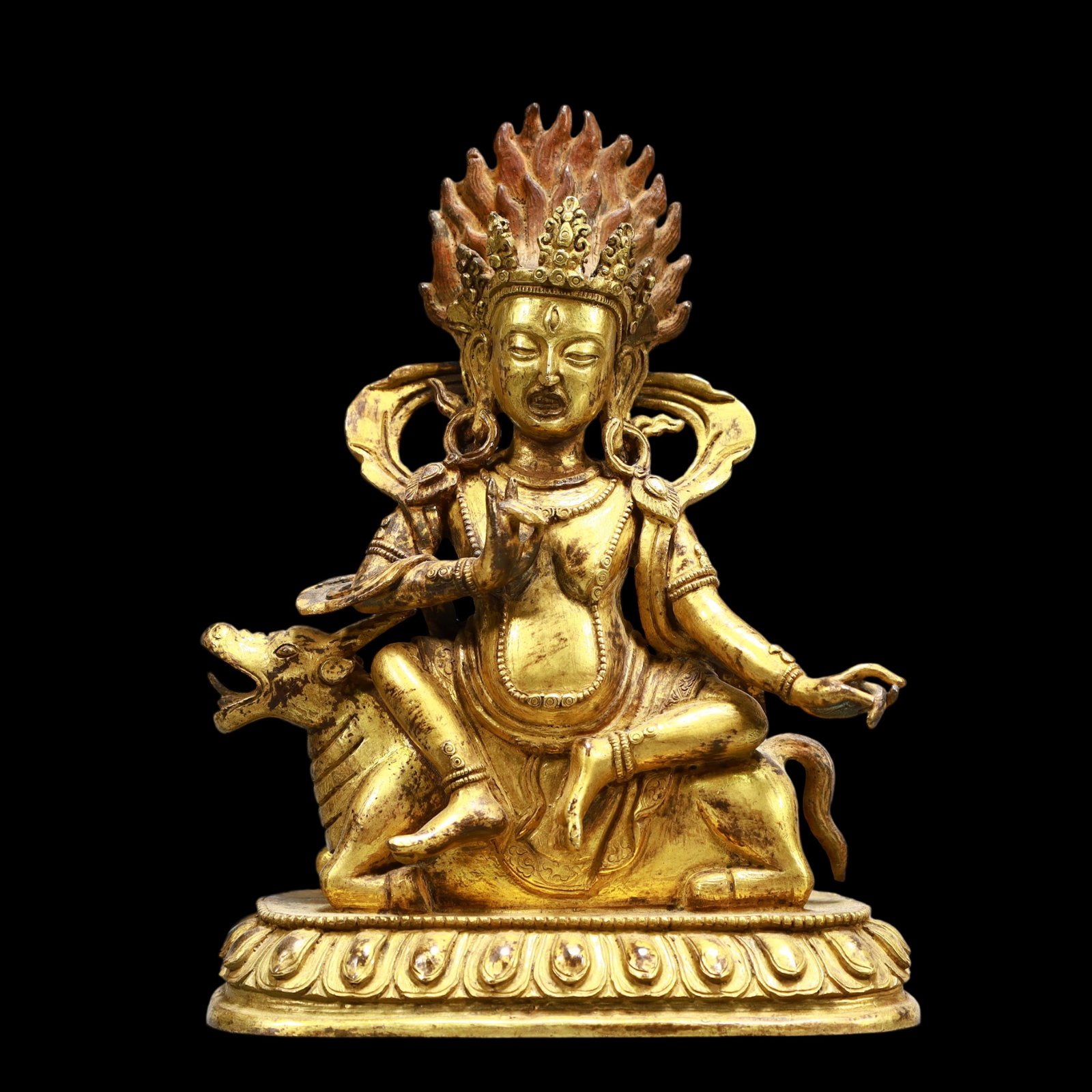 A Exquisite Gilt Bronze Statue of Mammon: A Exquisite Gilt Bronze Statue of Mammon Ming Dynasty, China Size:5.1inx2.8inx6.7in Weight:1600g铜鎏金财神 中国明代 Size:13cmx7cmx17cm