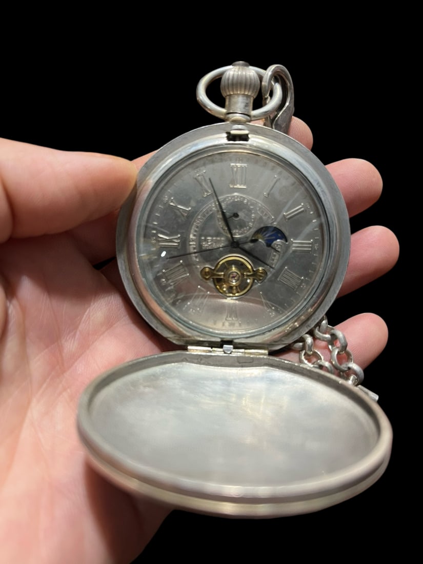 An Exquisite Silver Flower Pattern Pocket watch - 2