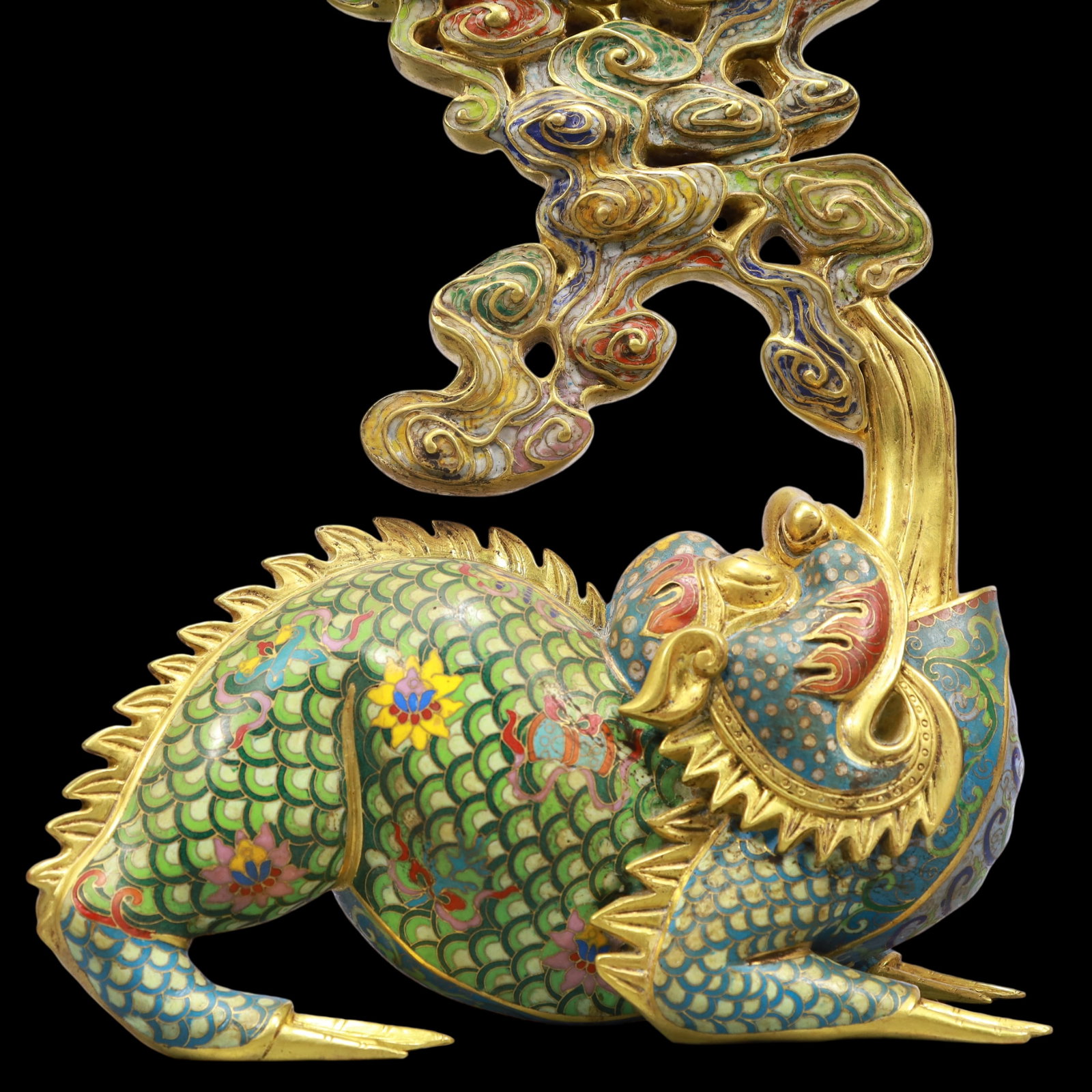 A Exquisite Cloisonne Seawater Pattern Pine and Crane Pattern Sika Deer Pattern Landscape Pattern - 4