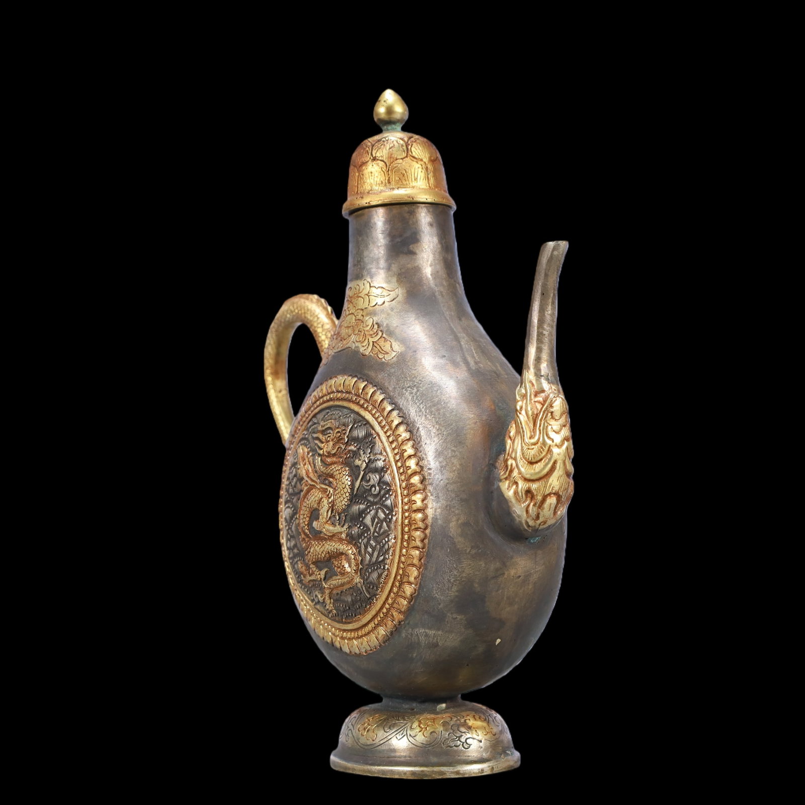 A Exquisite Gilt Silver Dragon Pattern Ewer - 4
