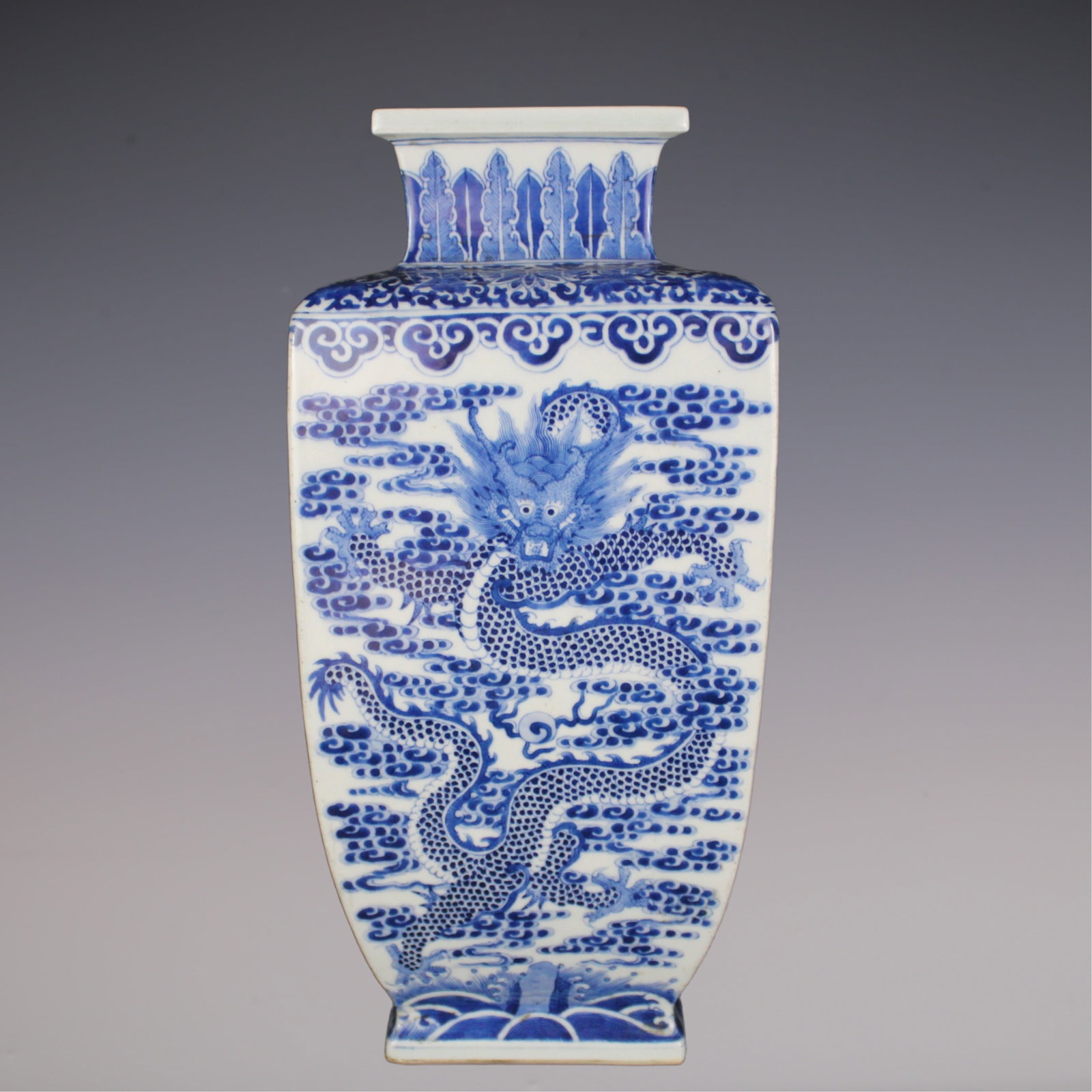 An Exquisite Blue and White Dragon Pattern Seawater Pattern Vase (1 of 8)