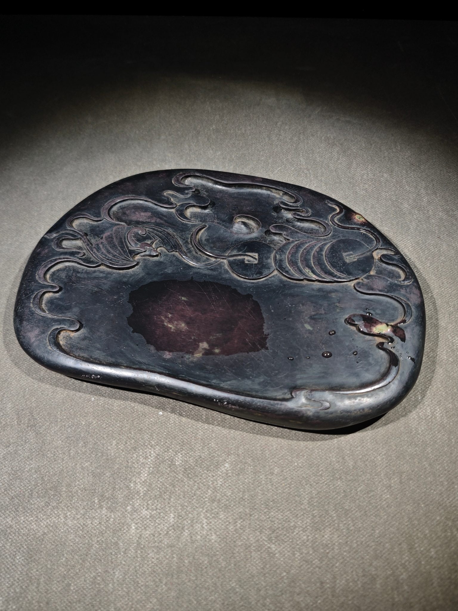An Exquisite Auspicious Cloud Pattern with poem Inkstone - 6