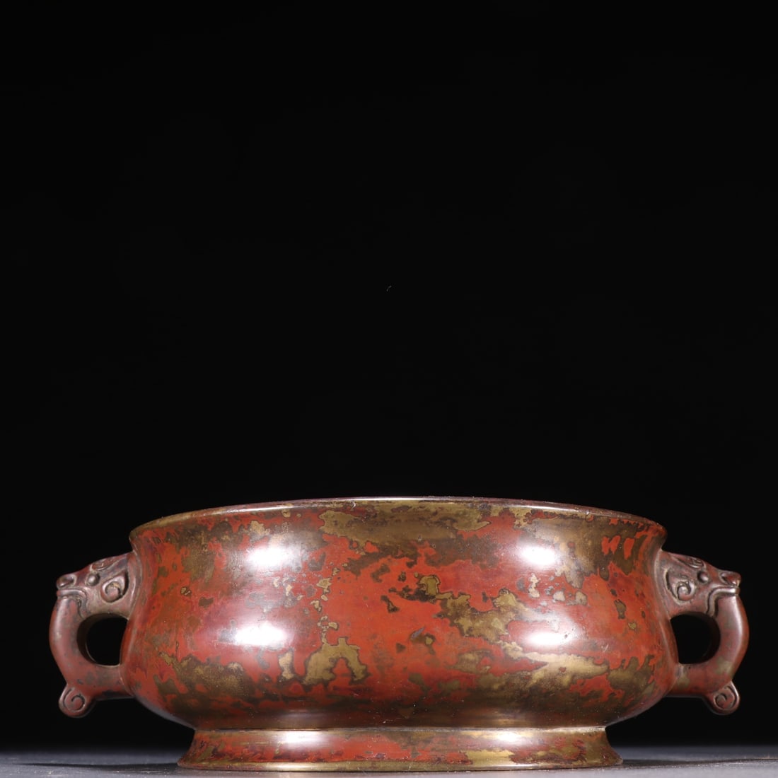 An Exquisite Bronze Dragon Pattern Double-Ears Censer - 6