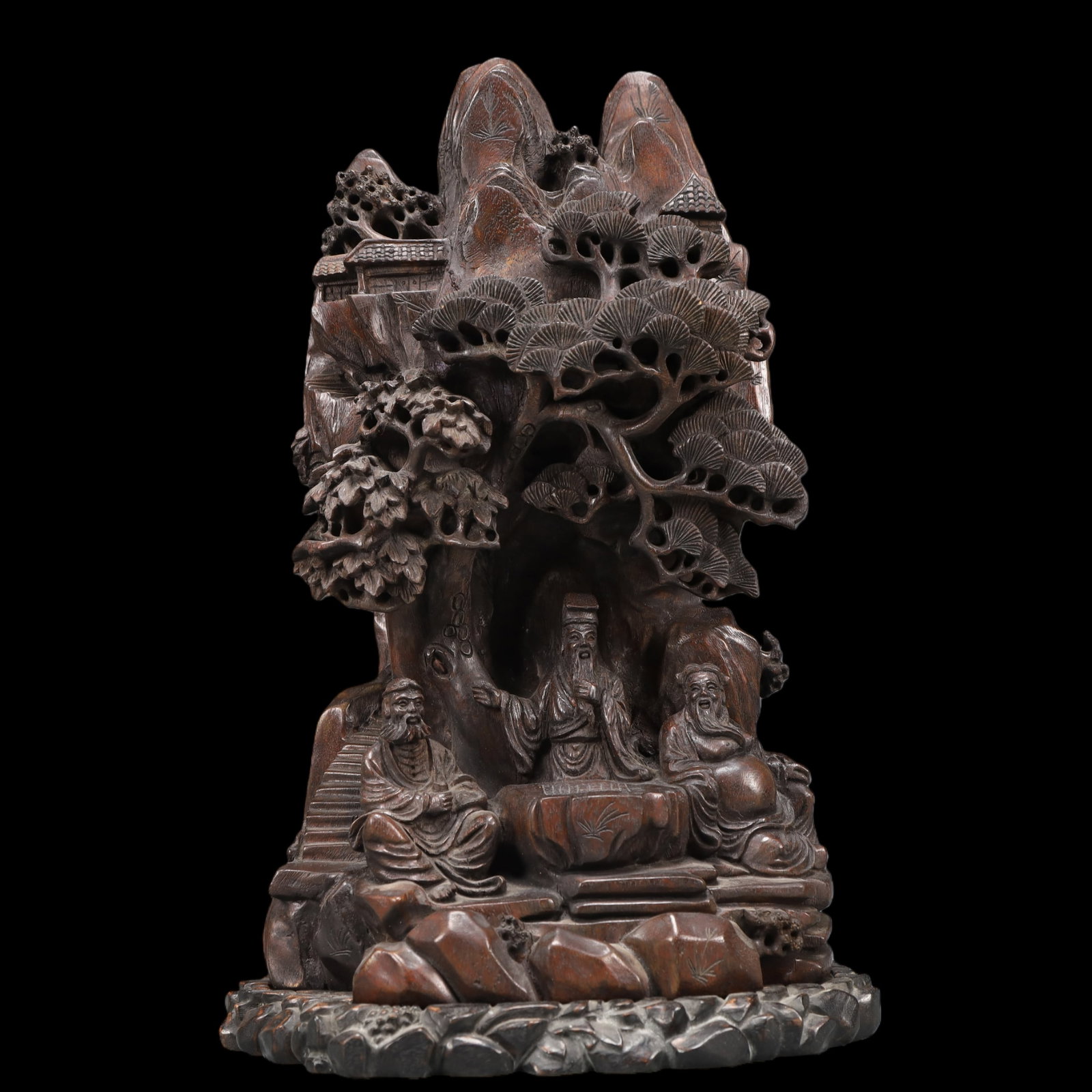 A Exquisite Eaglewood Character and Story Pattern Ornament: A Exquisite Eaglewood Character and Story Pattern Ornament Qing Dynasty, China Size:8.7inx6.7inx13.8in Weight:1550g沉香木人物故事纹摆件