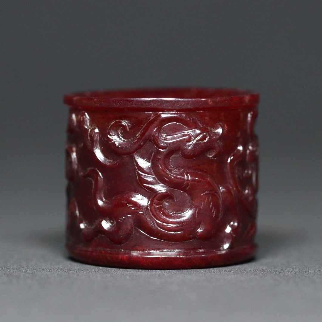An Exquisite White Jade Auspicious Beast Pattern Ring (1 of 9)