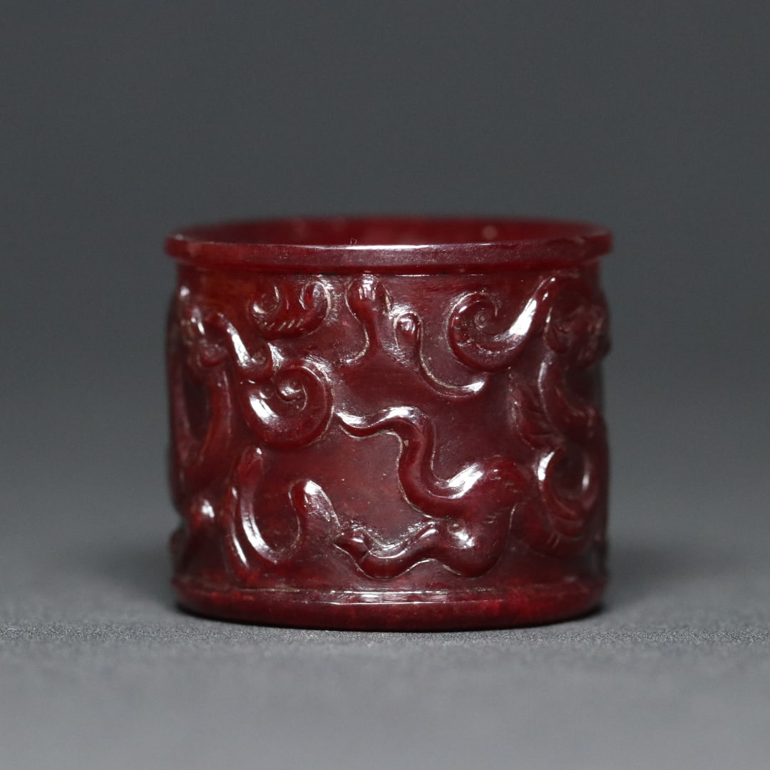 An Exquisite White Jade Auspicious Beast Pattern Ring - 4
