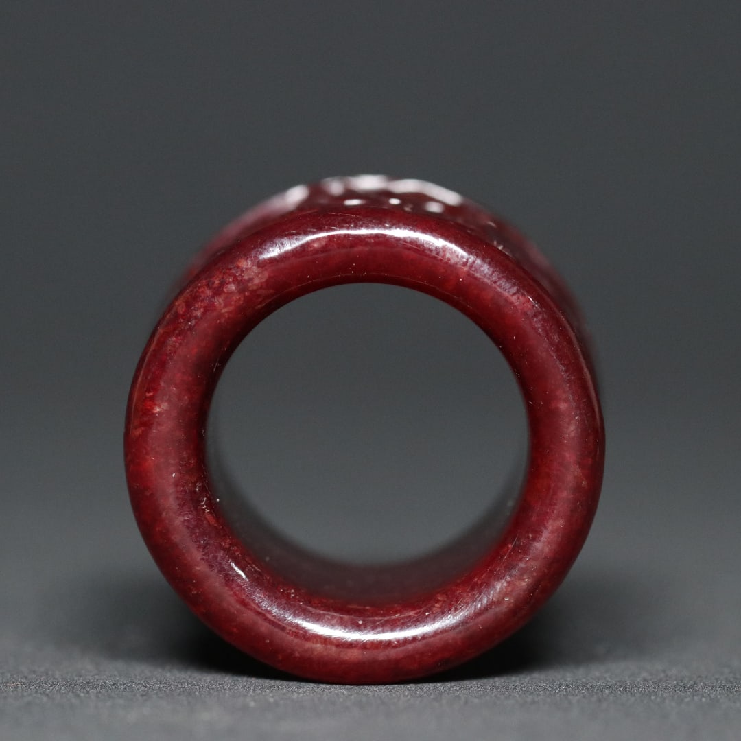 An Exquisite White Jade Auspicious Beast Pattern Ring - 8