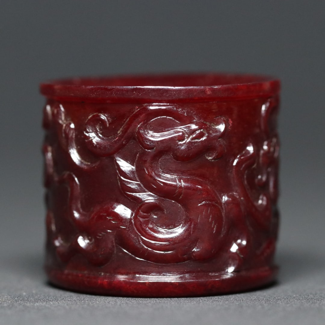 An Exquisite White Jade Auspicious Beast Pattern Ring - 9