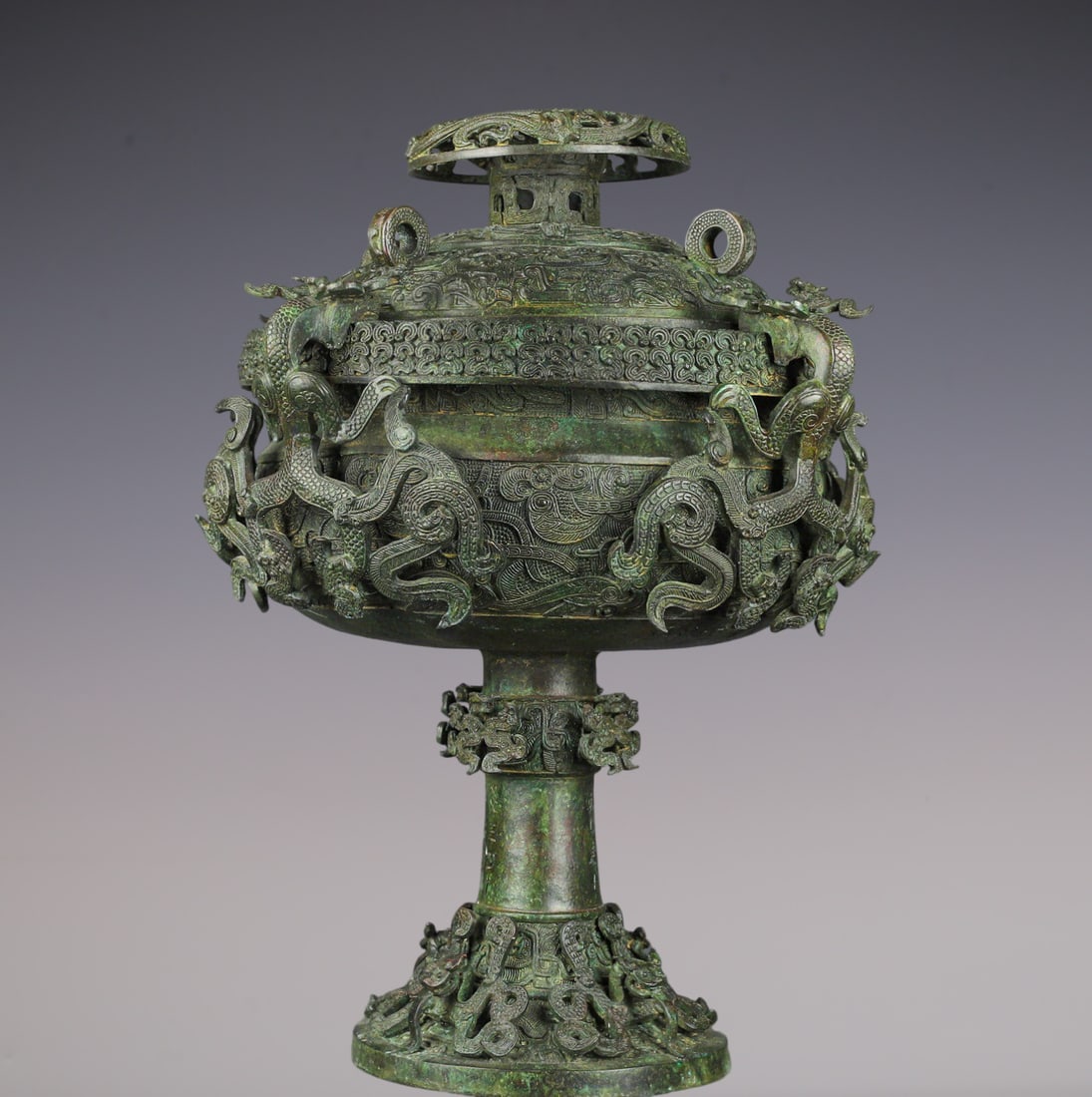 An Exquisite Bronze Dragon Pattern With Inscription Censer (1 of 9)