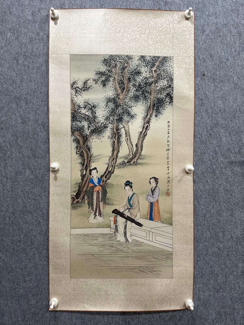 An Fabulous Chinese Ink Figure By Paper: An Fabulous Chinese Ink Figure By Paper Shen xinhai Without frame Size:10.6inx31.5in沈心海人物 纸本Without frame Size:27cmx80cm