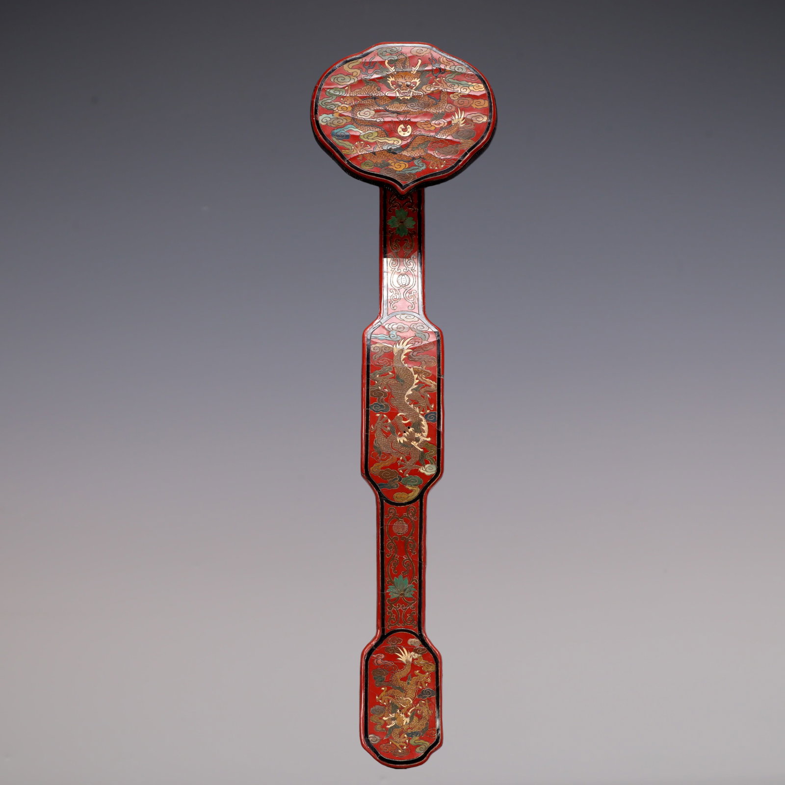 A Exquisite Carved Red Lacquer Dragon Pattern Ruyi (1 of 12)