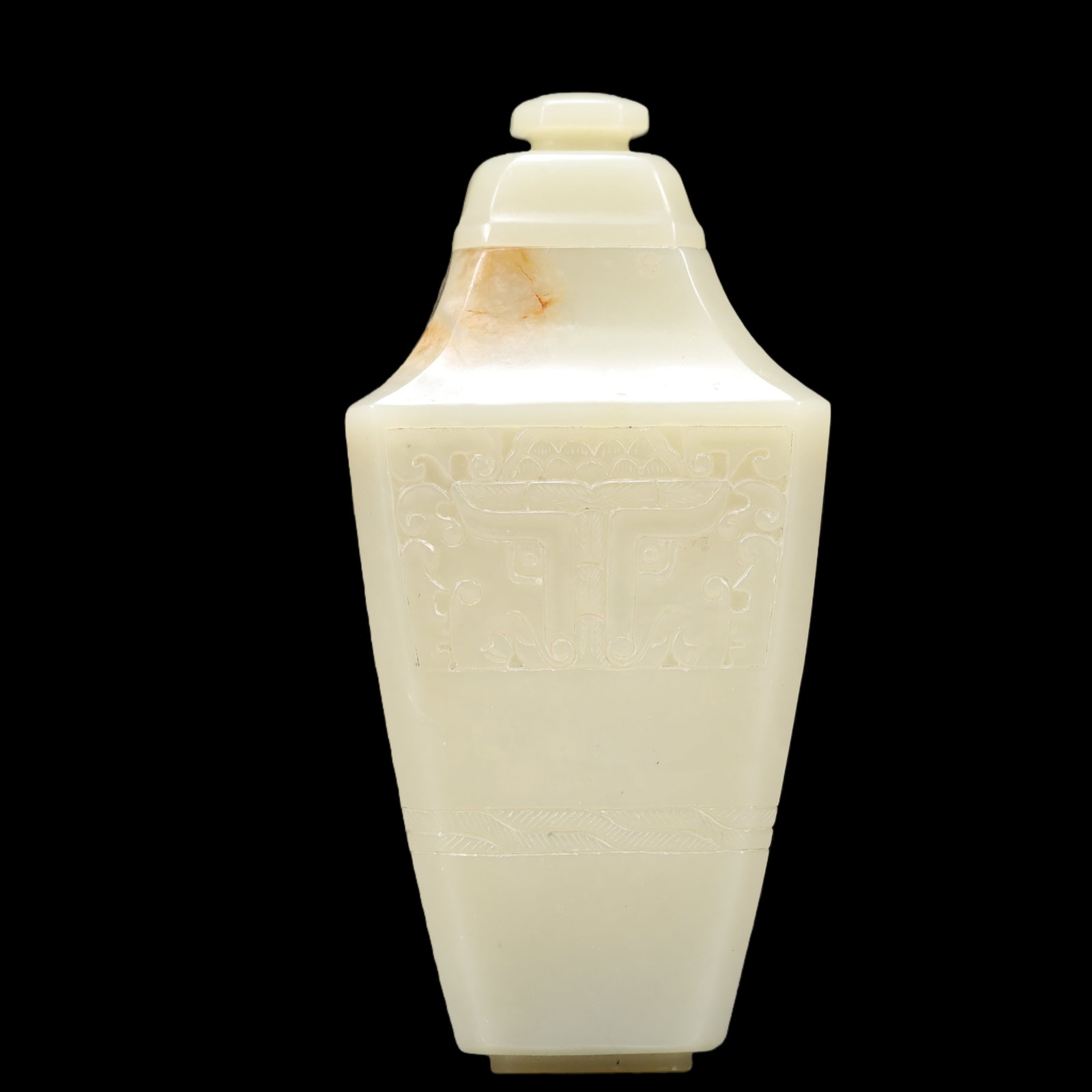 An Exquisite Green Jade Beast-Face Pattern Vase (1 of 8)