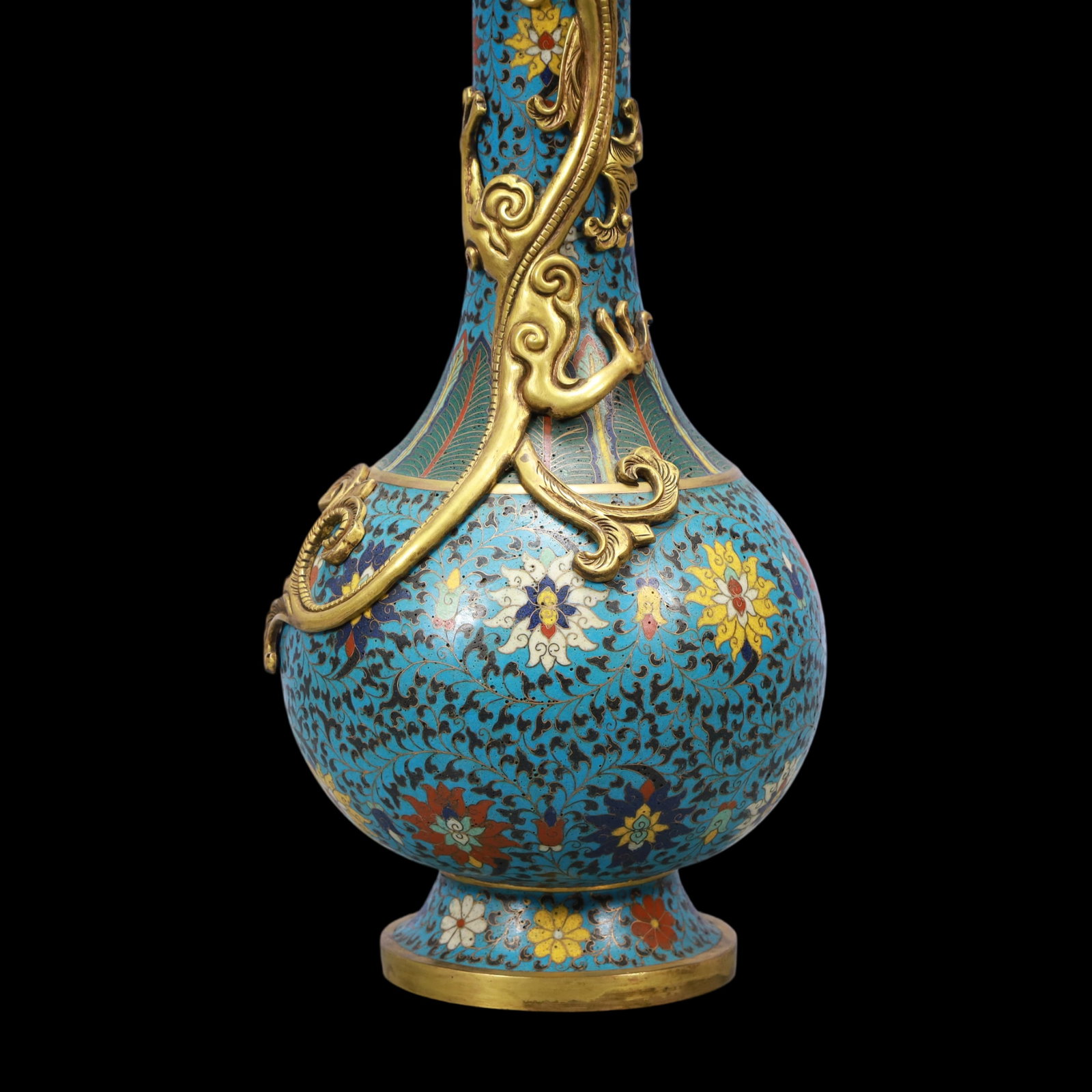 A Exquisite Cloisonne Lotus Pattern Dragon Pattern Vase - 3