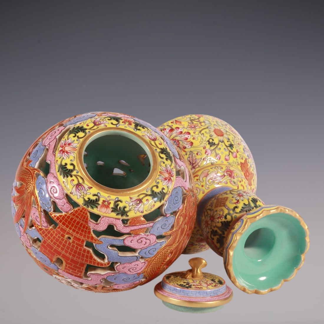 An Exquisite Enamel Dragon Pattern Seawater Pattern Lotus Pattern Hatstand - 6