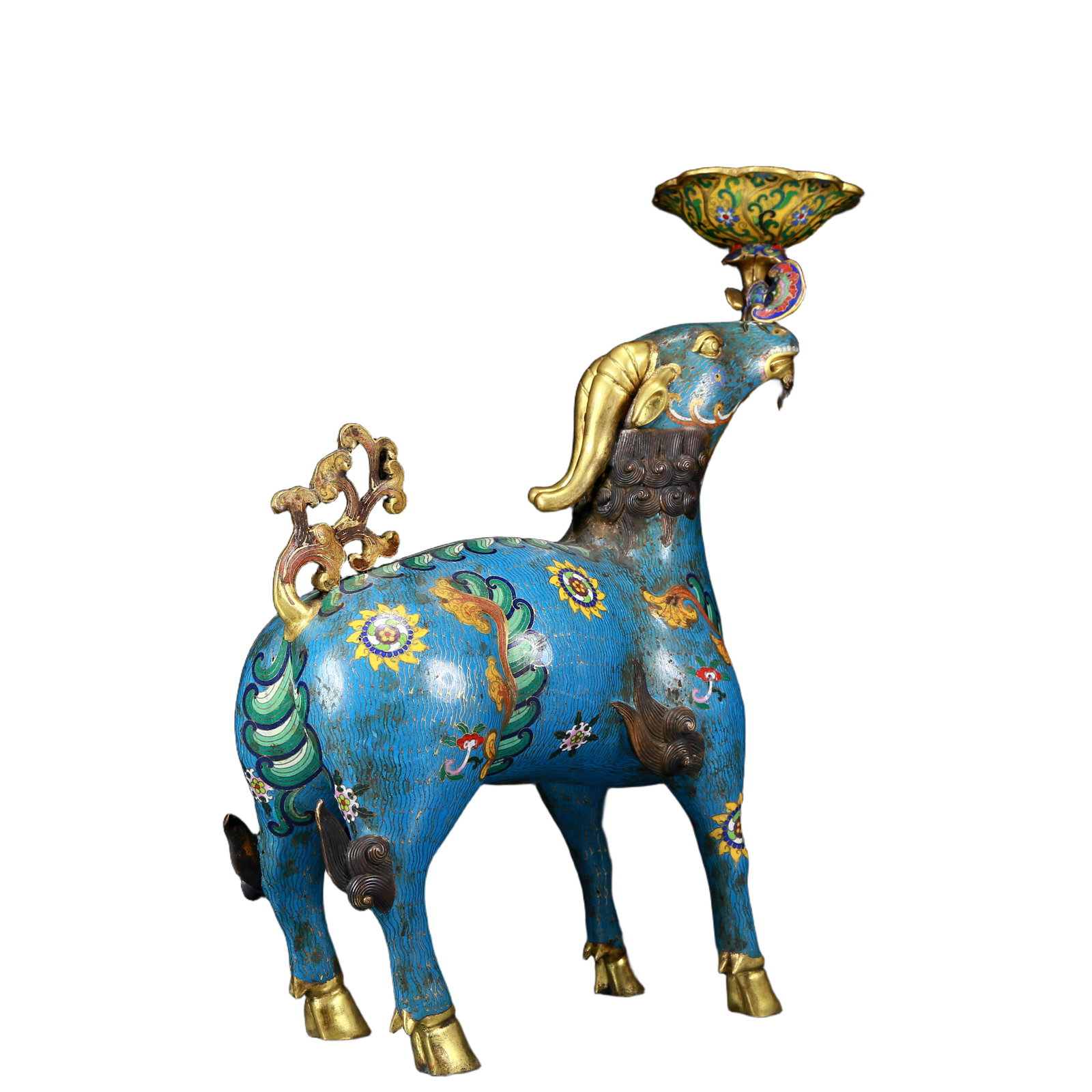 A Pair of Exquisite Cloisonné Goat Candlesticks - 16