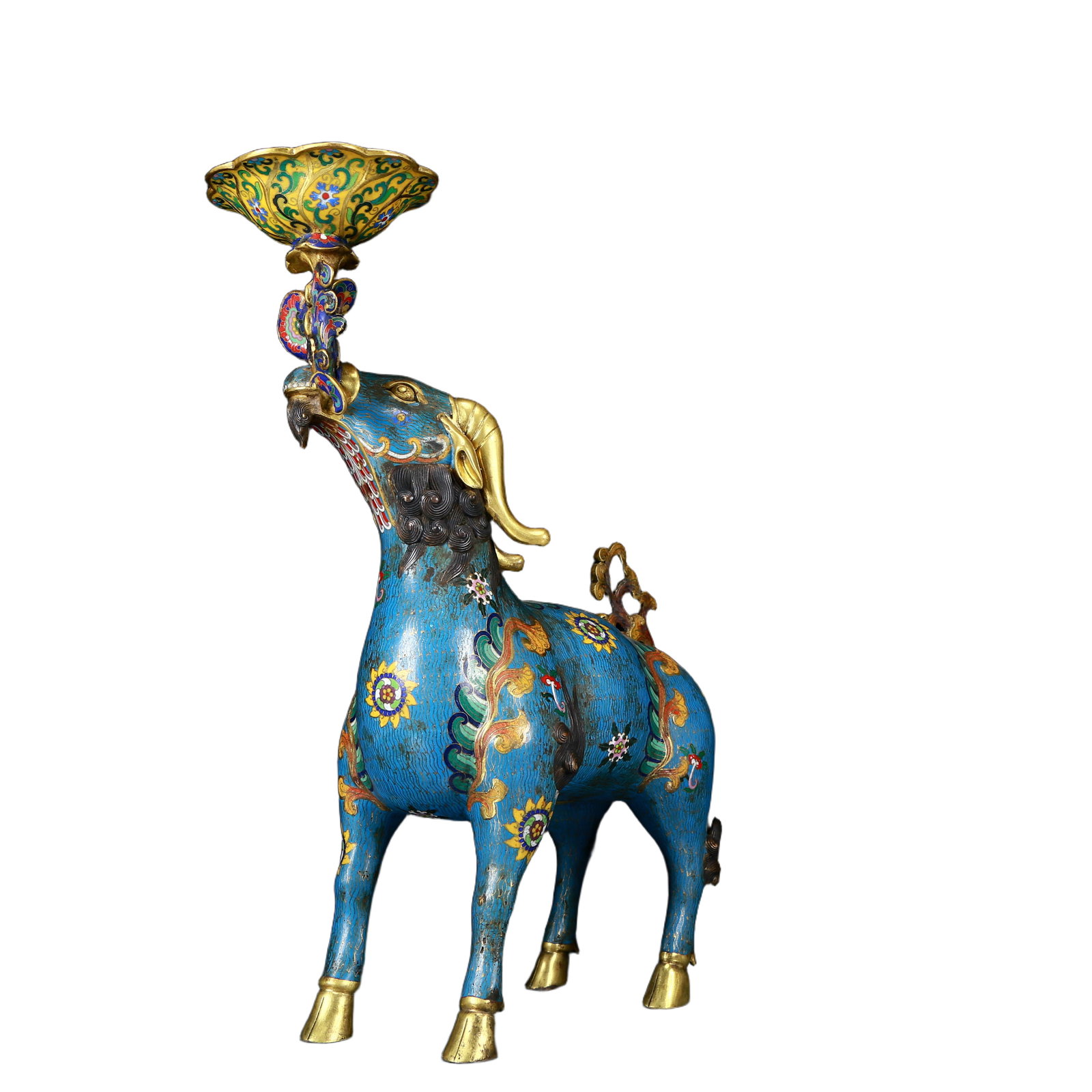 A Pair of Exquisite Cloisonné Goat Candlesticks - 19