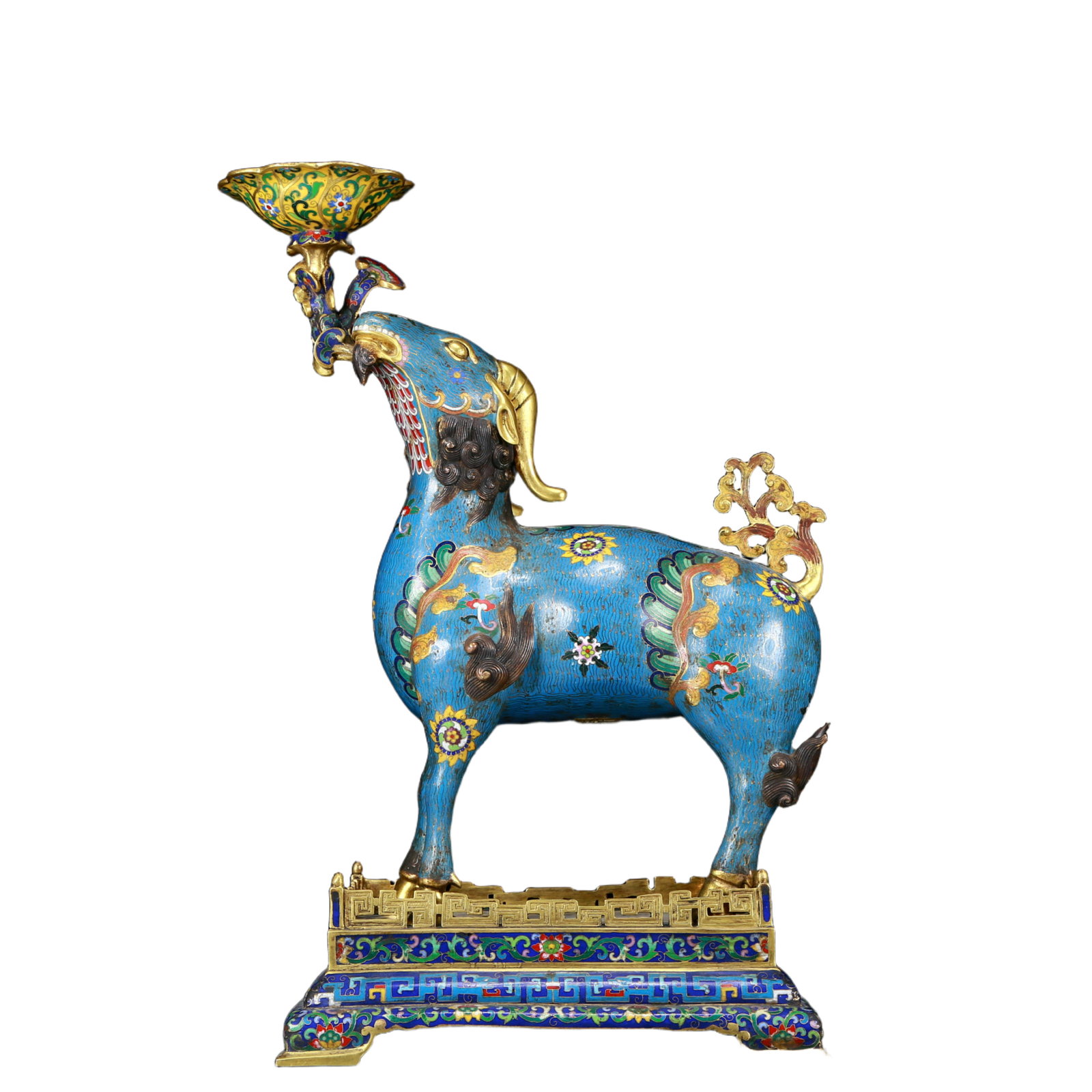A Pair of Exquisite Cloisonné Goat Candlesticks - 2