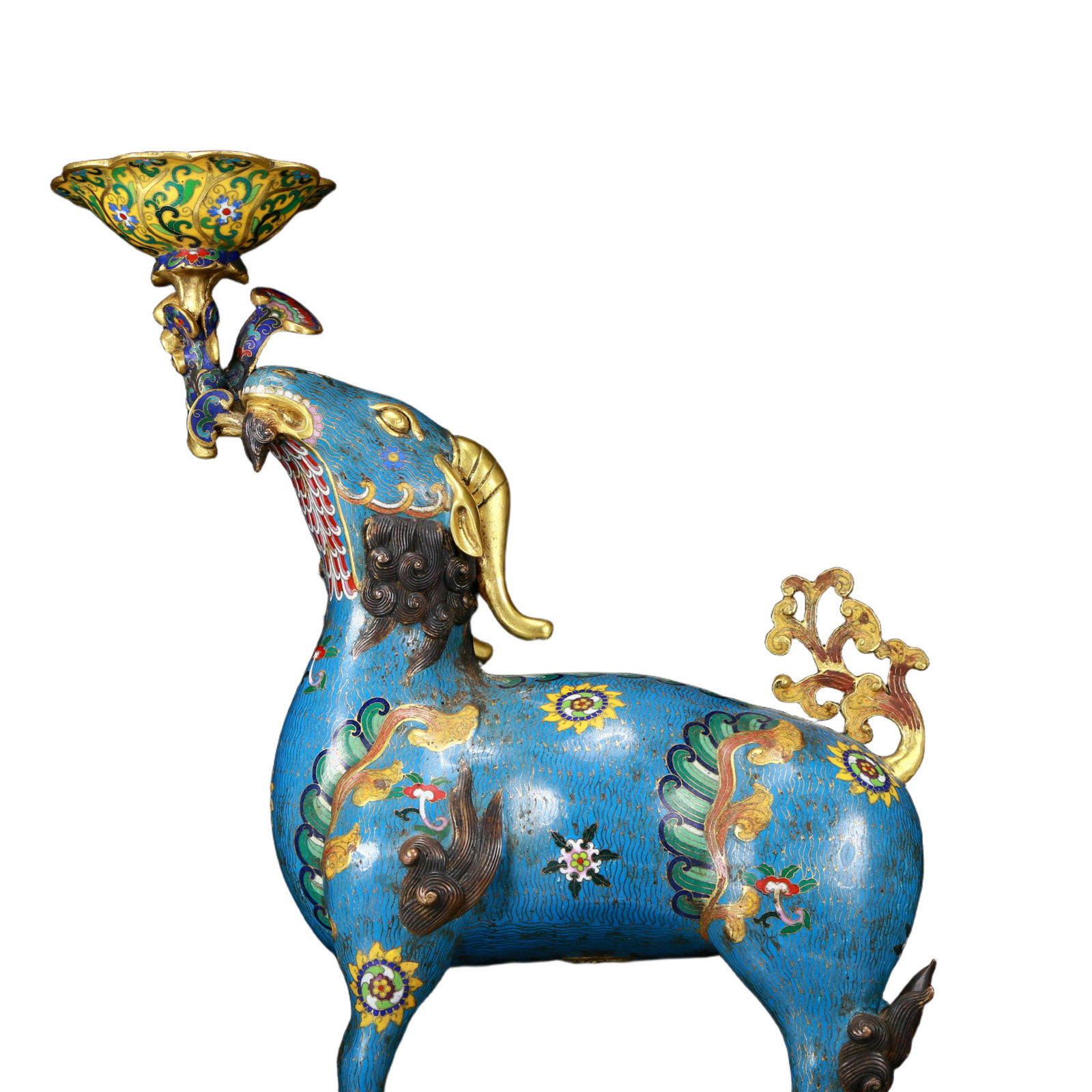 A Pair of Exquisite Cloisonné Goat Candlesticks - 3