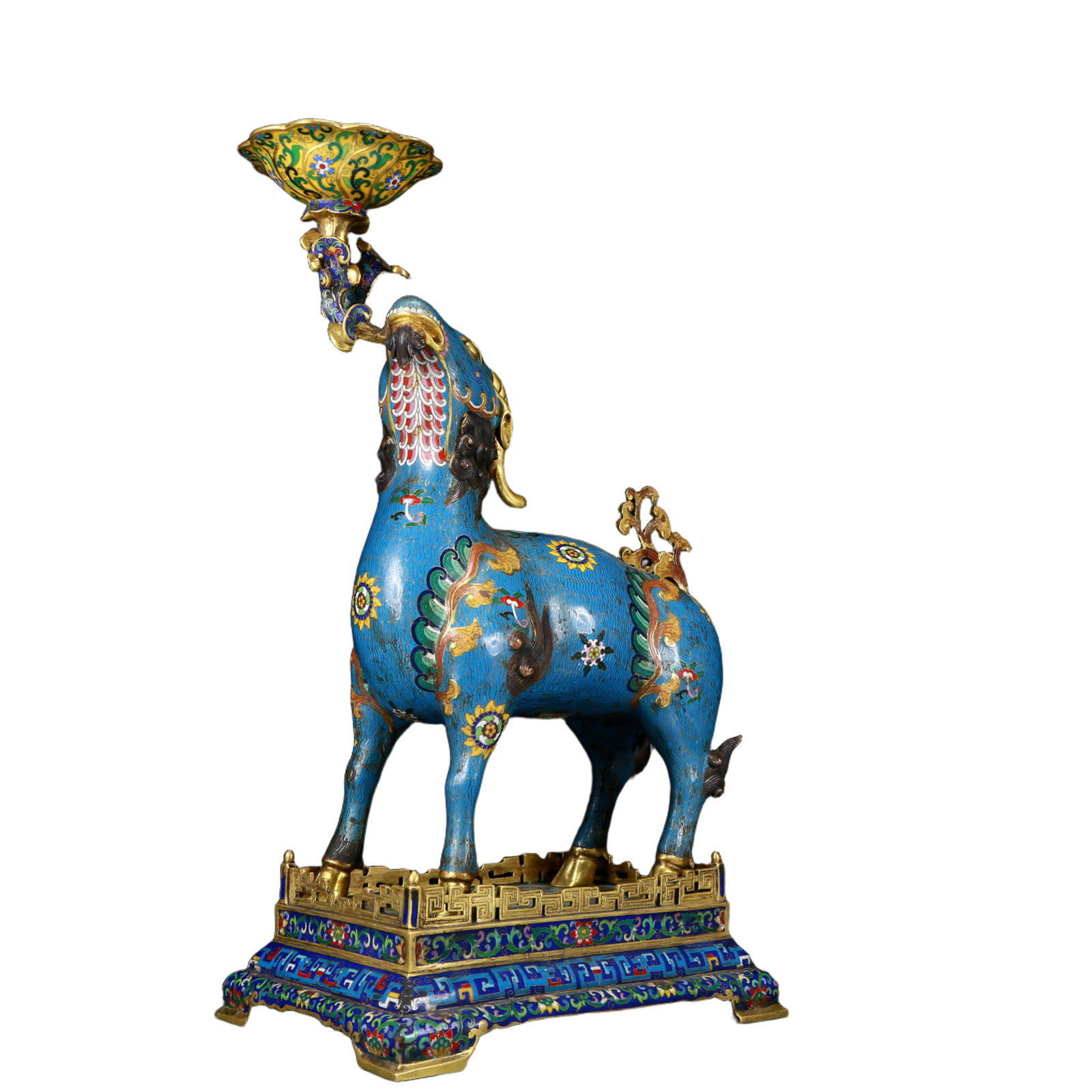 A Pair of Exquisite Cloisonné Goat Candlesticks - 5