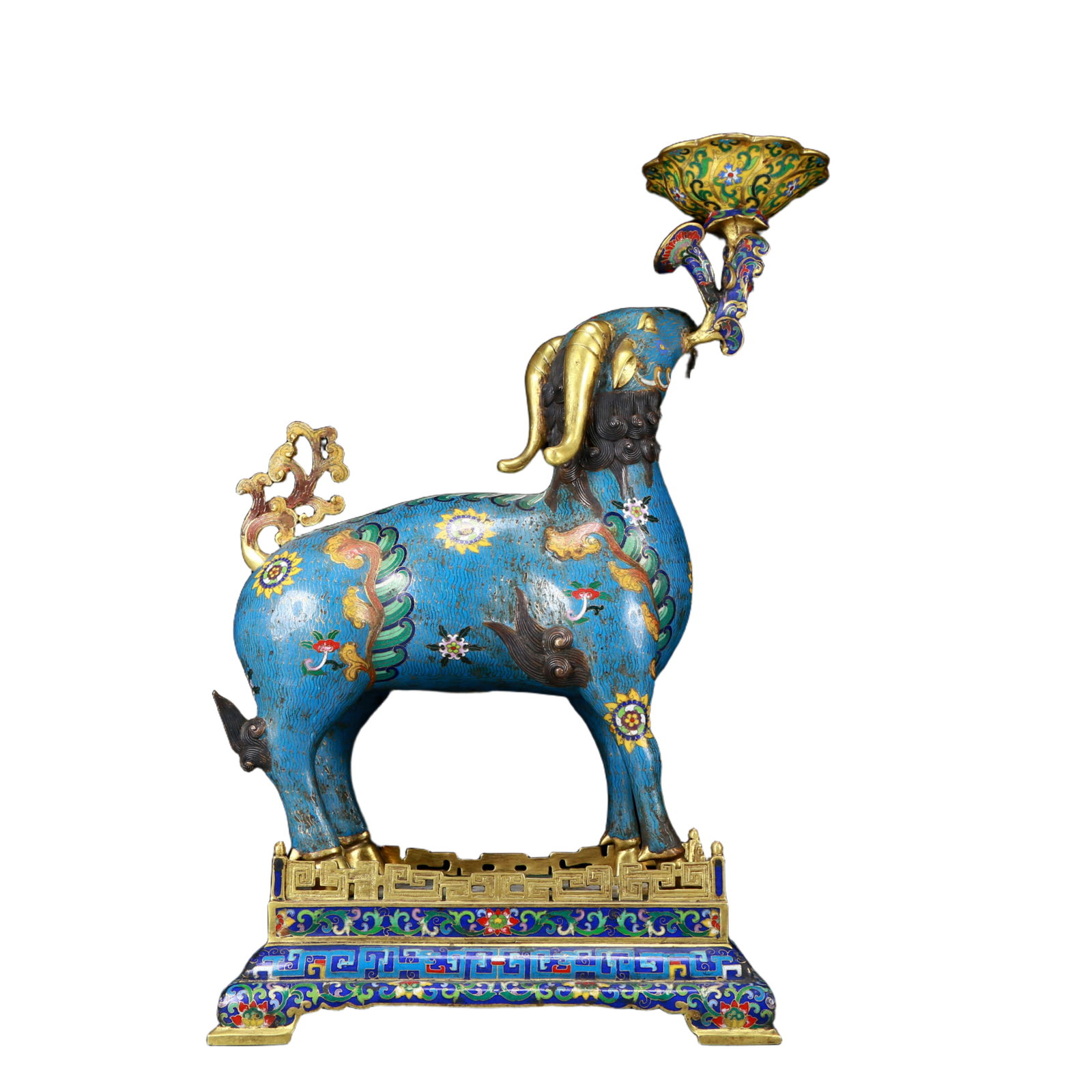 A Pair of Exquisite Cloisonné Goat Candlesticks - 7