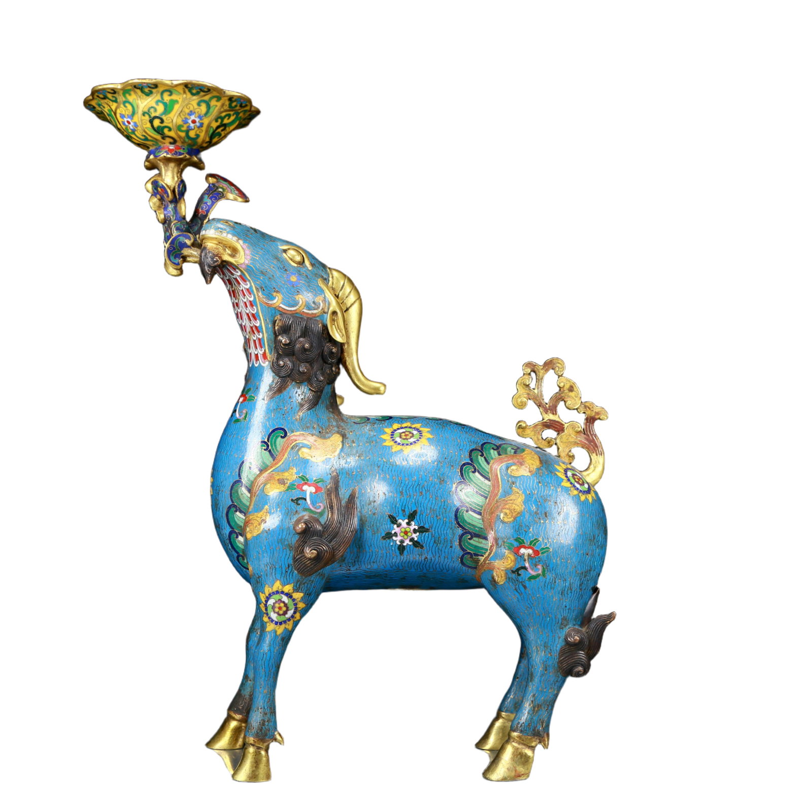 A Pair of Exquisite Cloisonné Goat Candlesticks - 9
