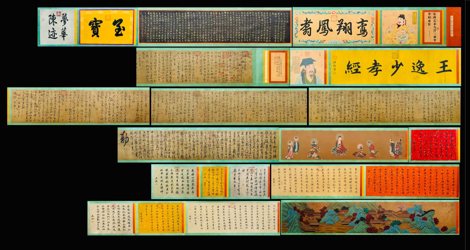 A Chinese Hand Scroll Ink Calligraphy on Silk,Wang Xizhi (1 of 20)