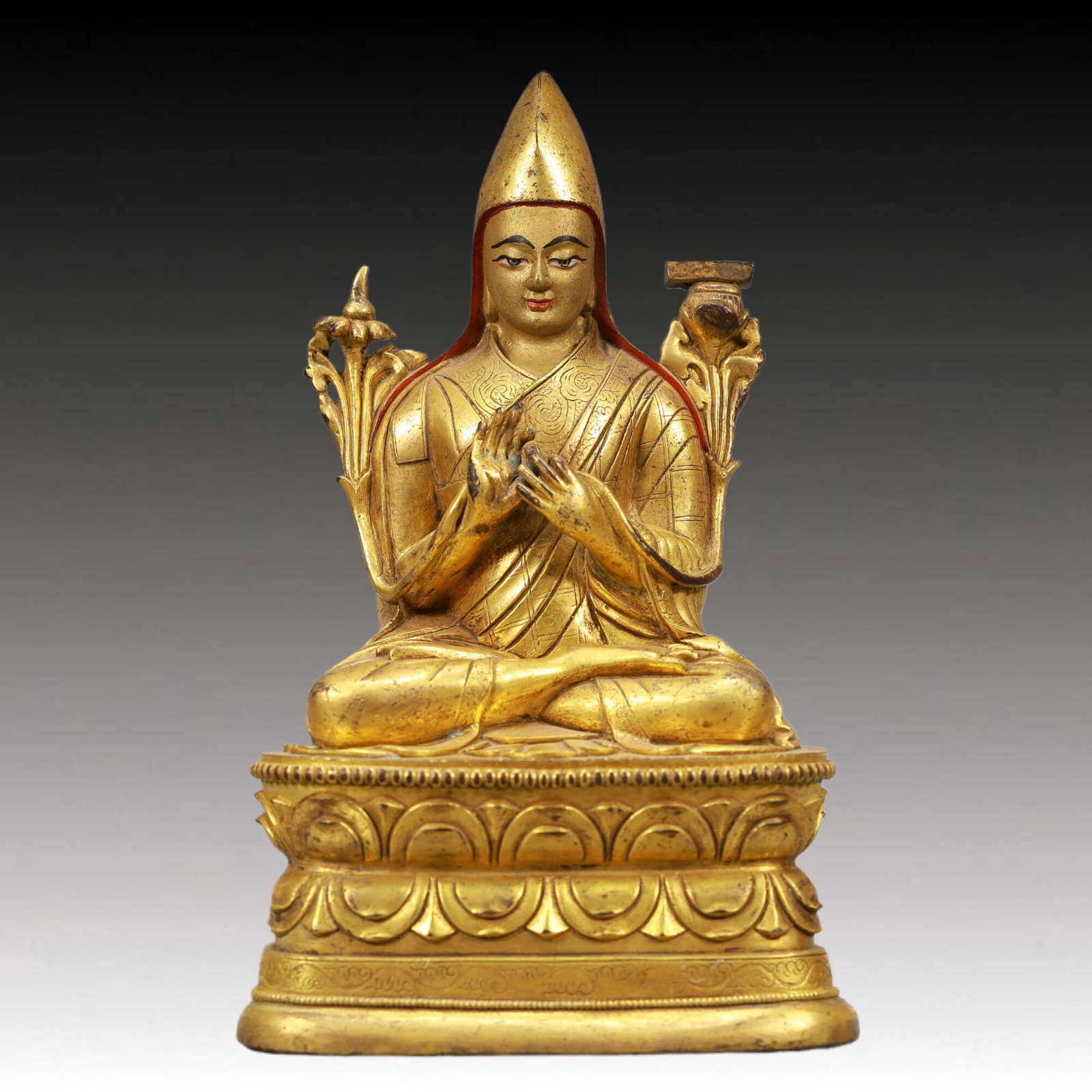 An Excellent Gilt-Bronze Figure Of Tsongkapa (1 of 9)