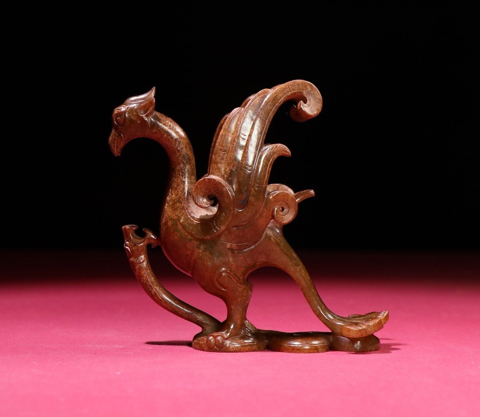An Exquisite White Jade Phoenix Ornament: An Exquisite White Jade Phoenix Ornament,Qing Dynasty,China,Size:103mmx101mmx50mm,Weight:187g 白玉凤摆件,中国清代