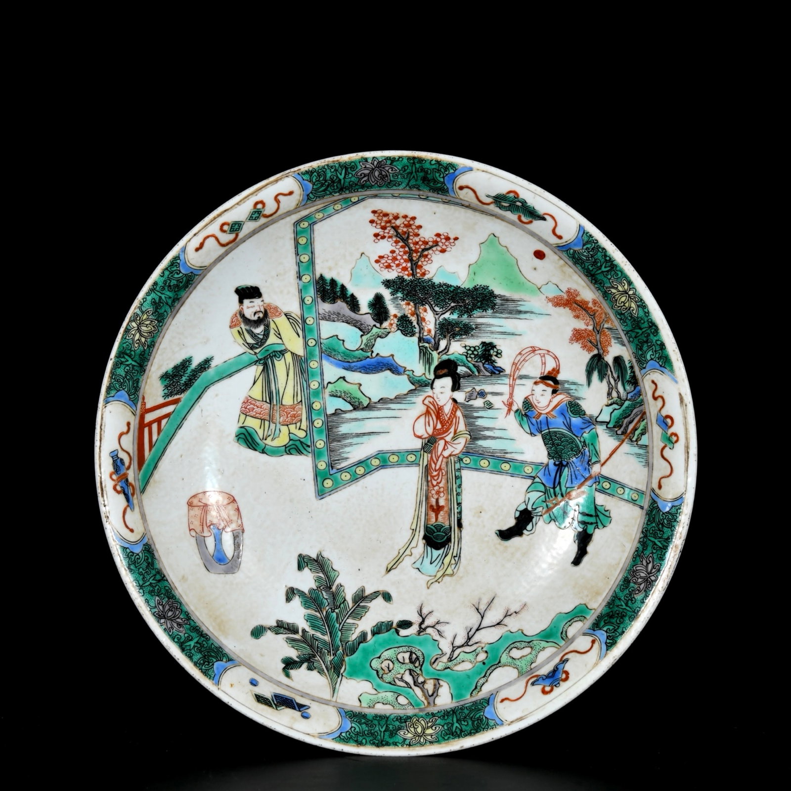 An Exquisite Wucai Character and Story Pattern Plate (1 of 9)